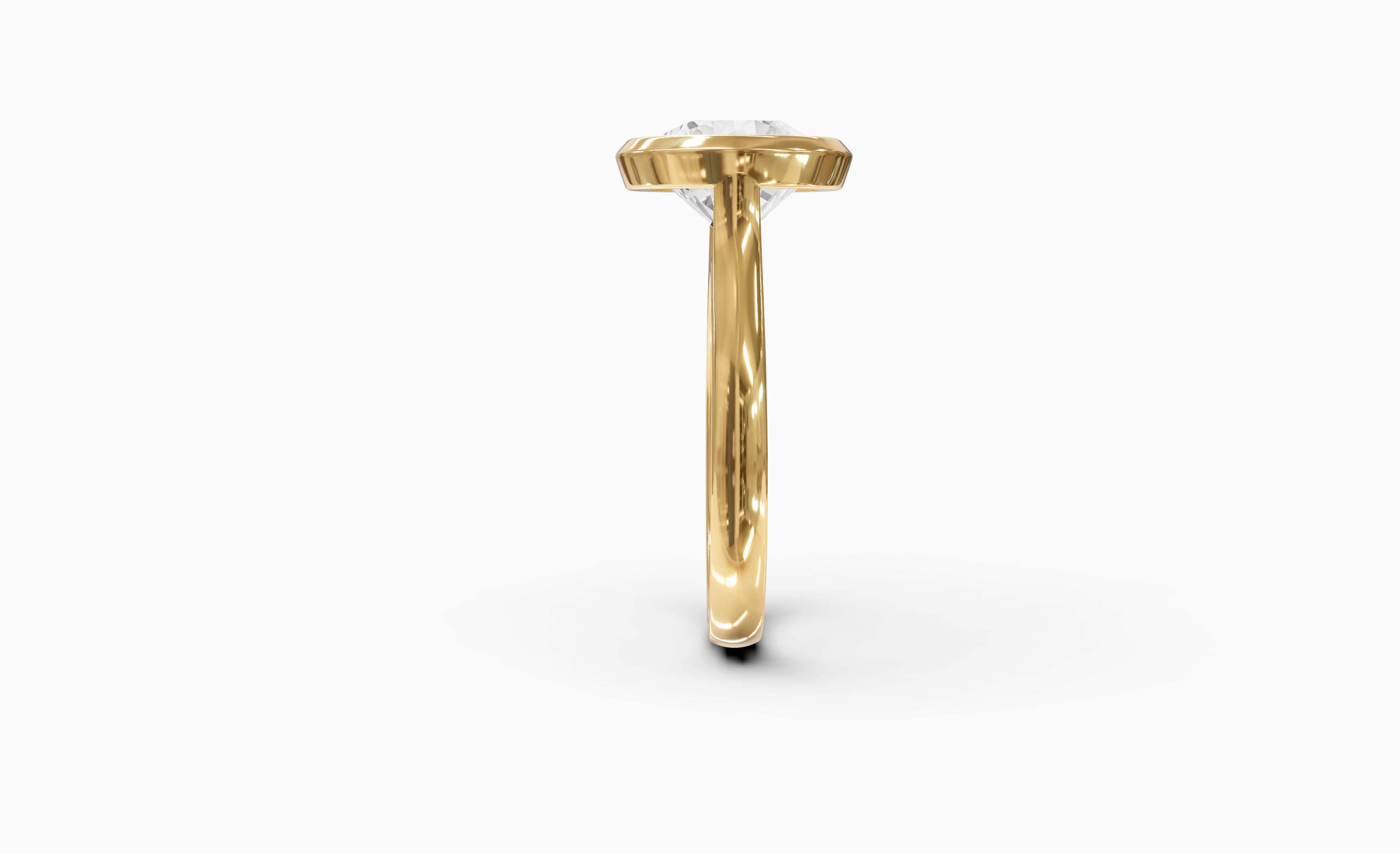 "Modern Perfection" Round Bezel Solitaire Ring in Yellow Gold