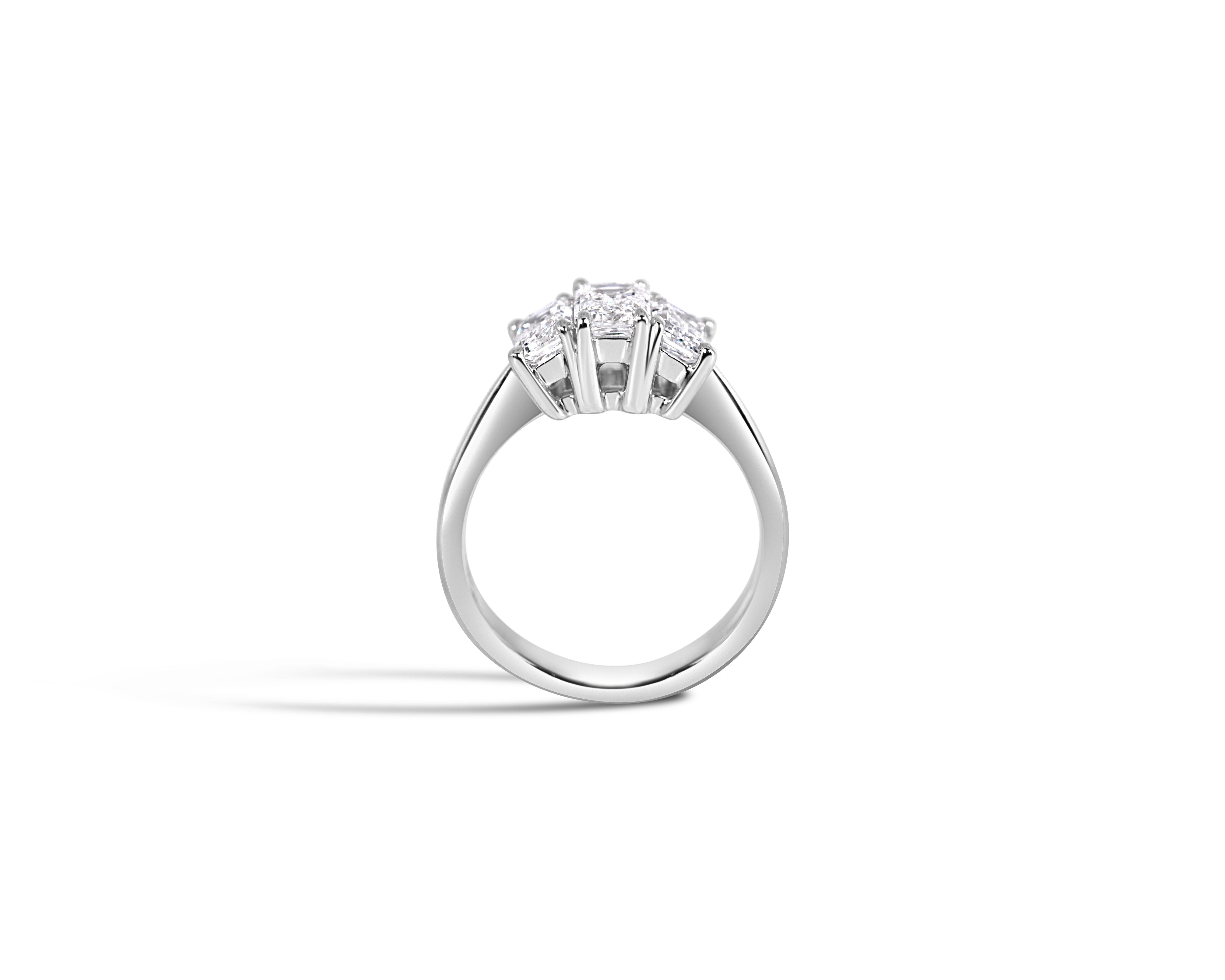 "It's Showtime, V2" Emerald Cut Three Stone Ring