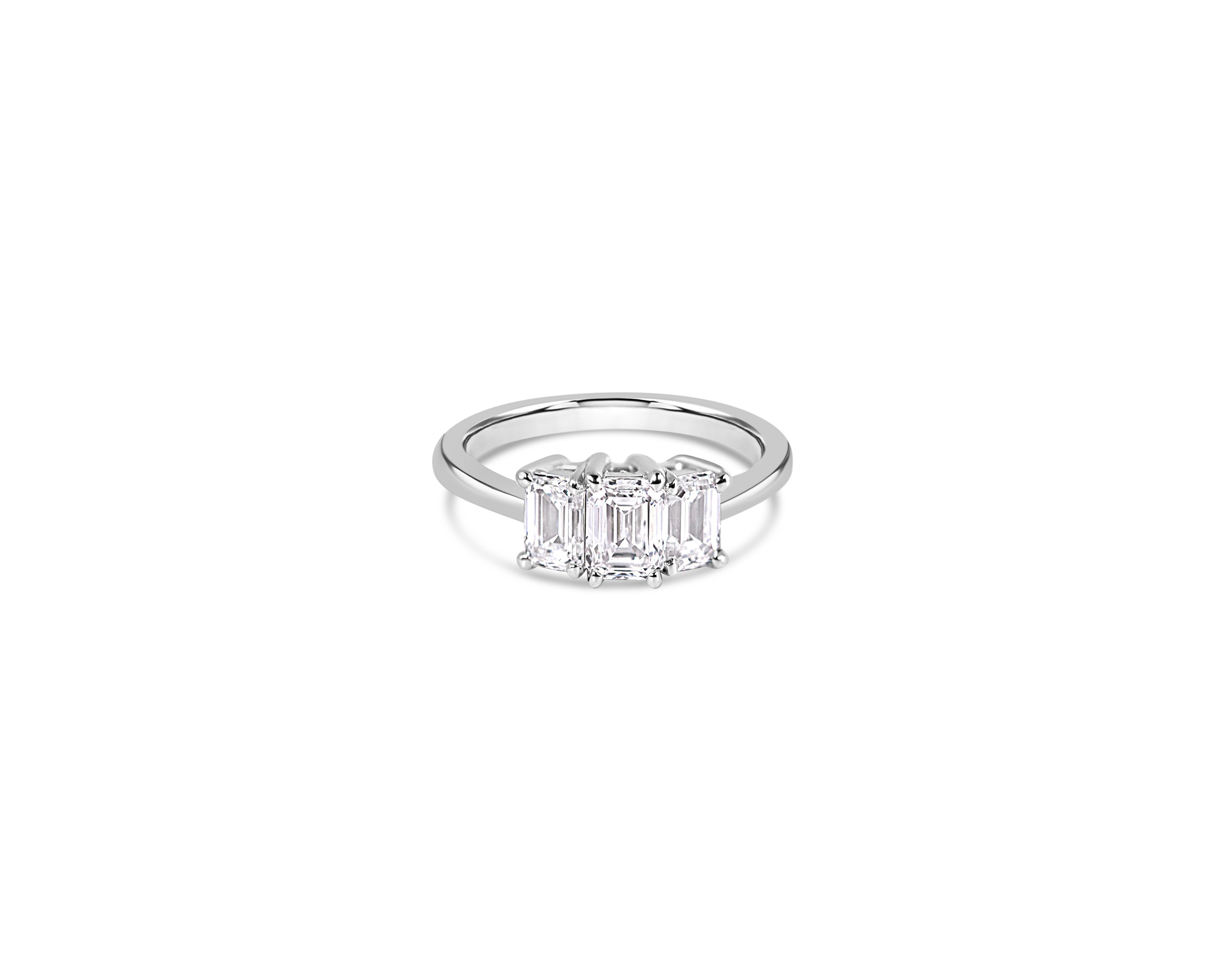 "It's Showtime, V2" Emerald Cut Three Stone Ring