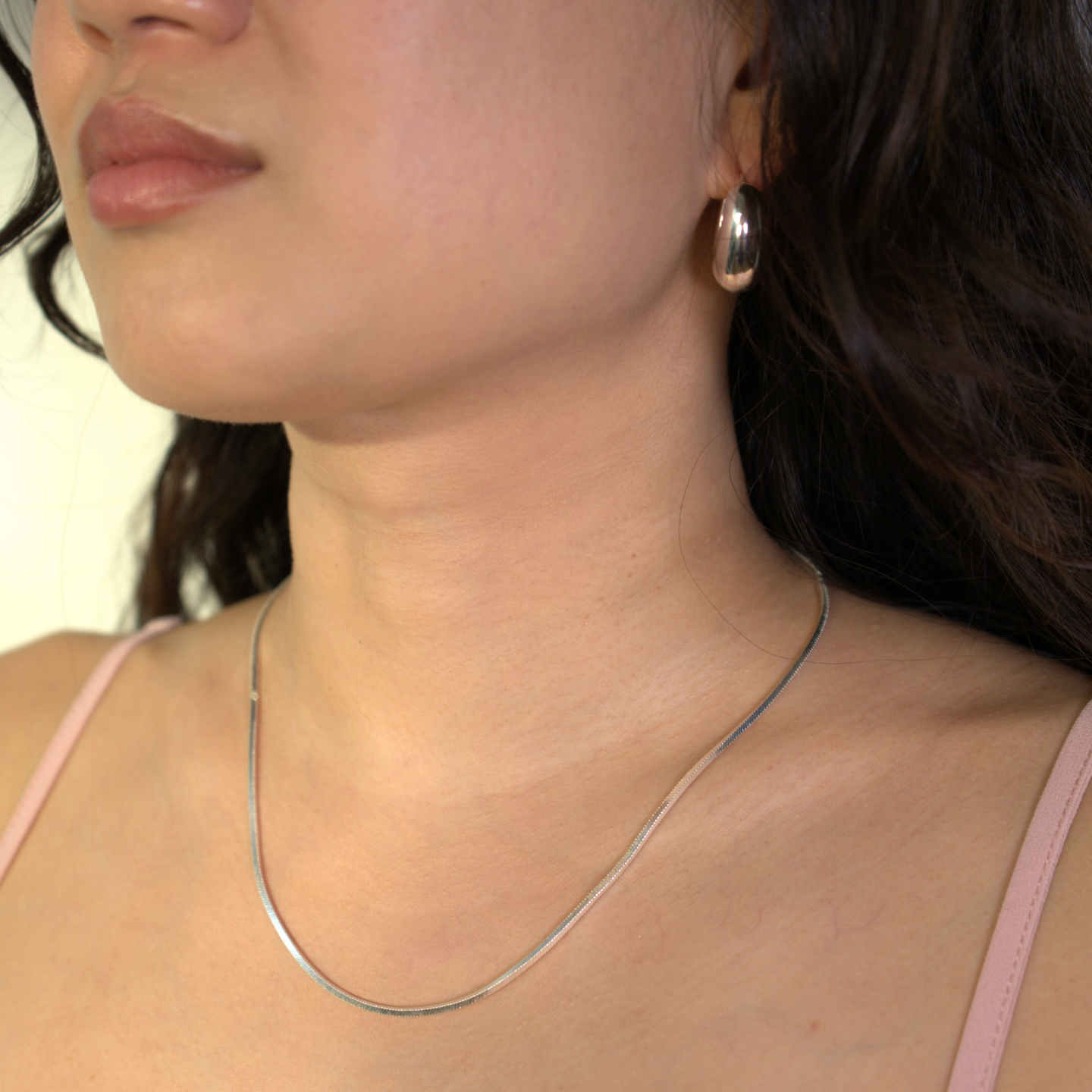 Chunky Oval Silver Hoops
