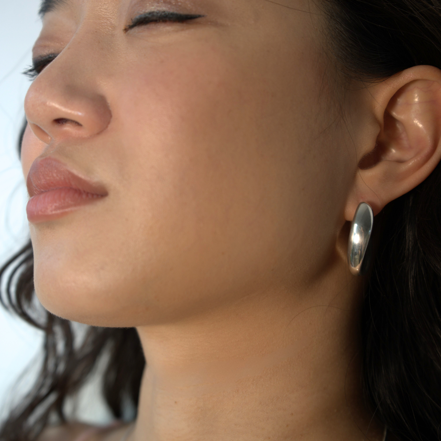 Twist Silver Hoops