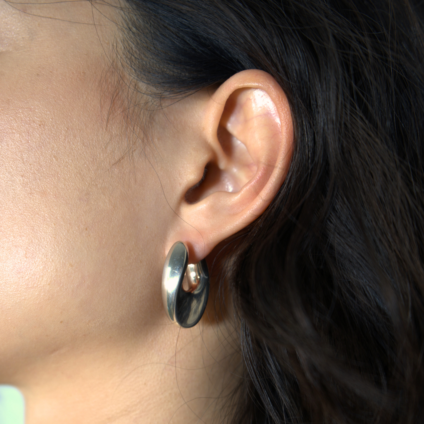 Twist Silver Hoops