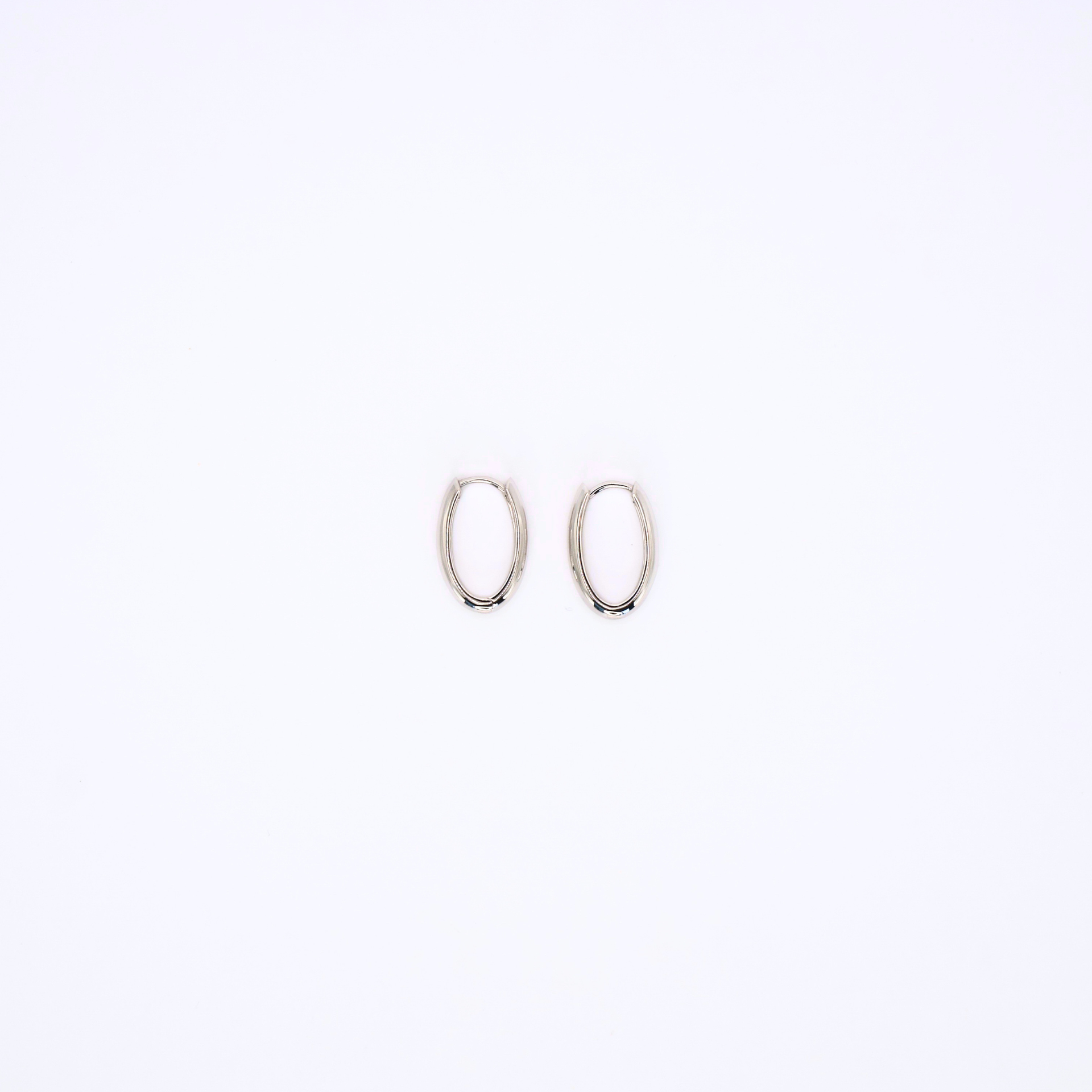 Skinny Oval Silver Hoops
