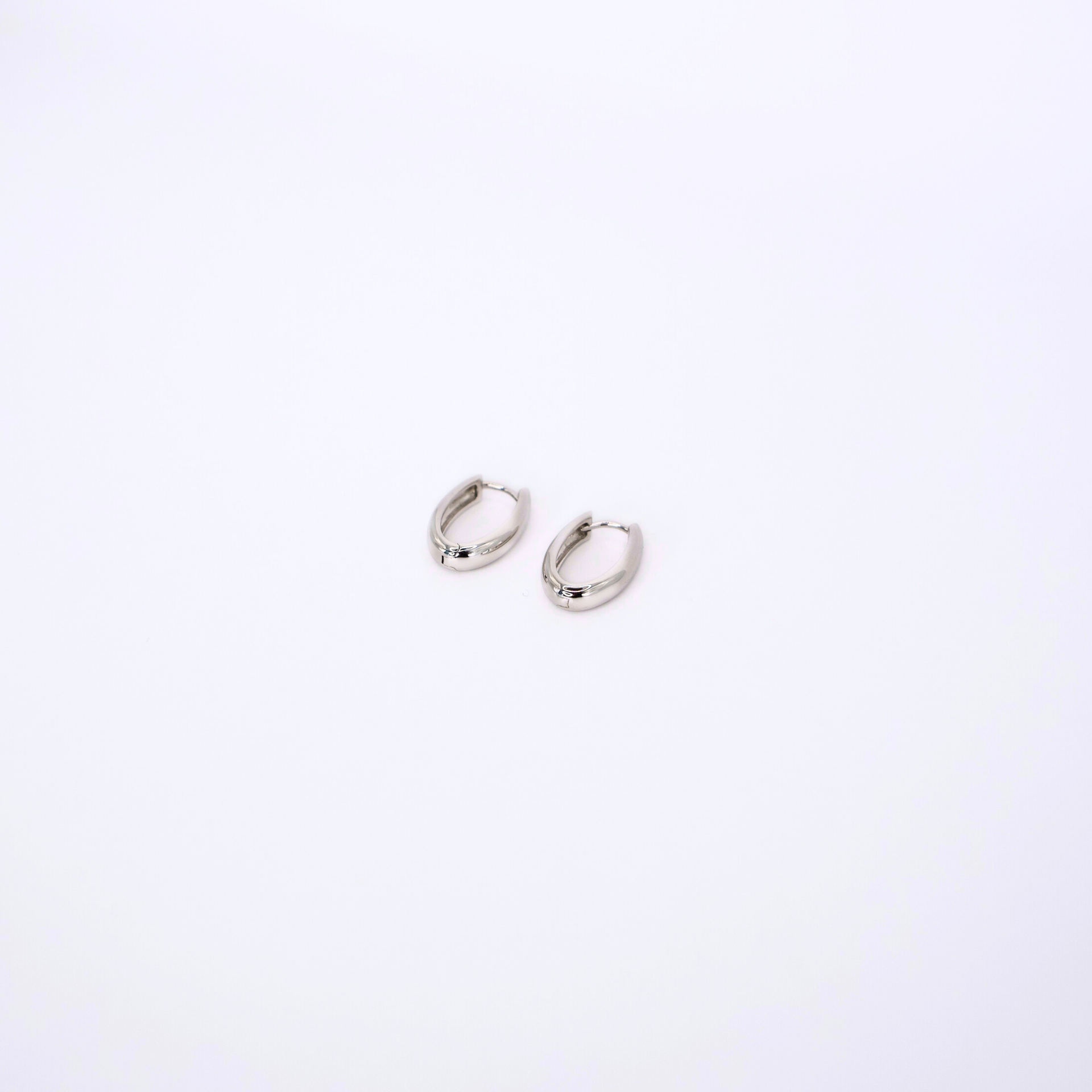 Skinny Oval Silver Hoops
