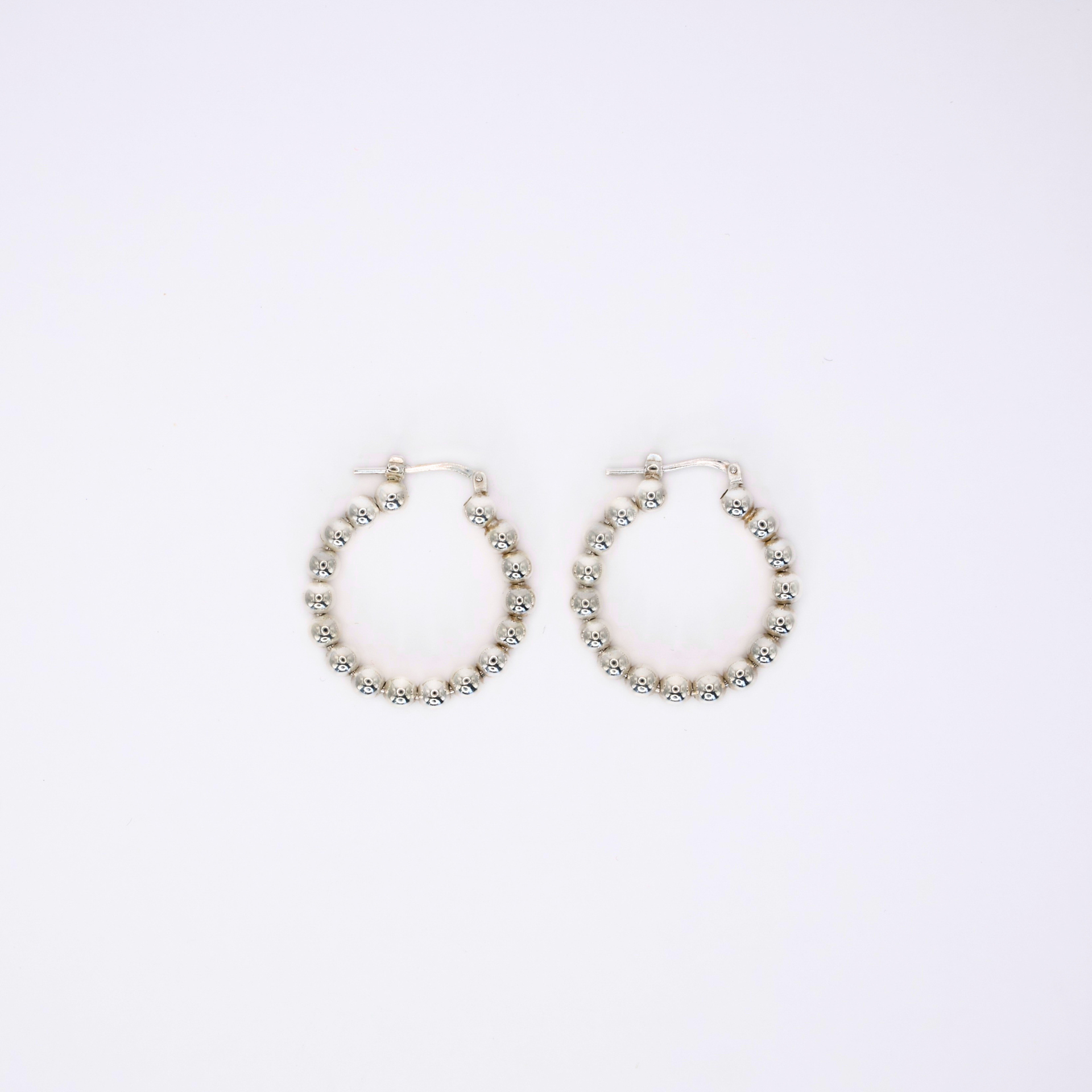 'Snowball' Beaded Silver Hoops