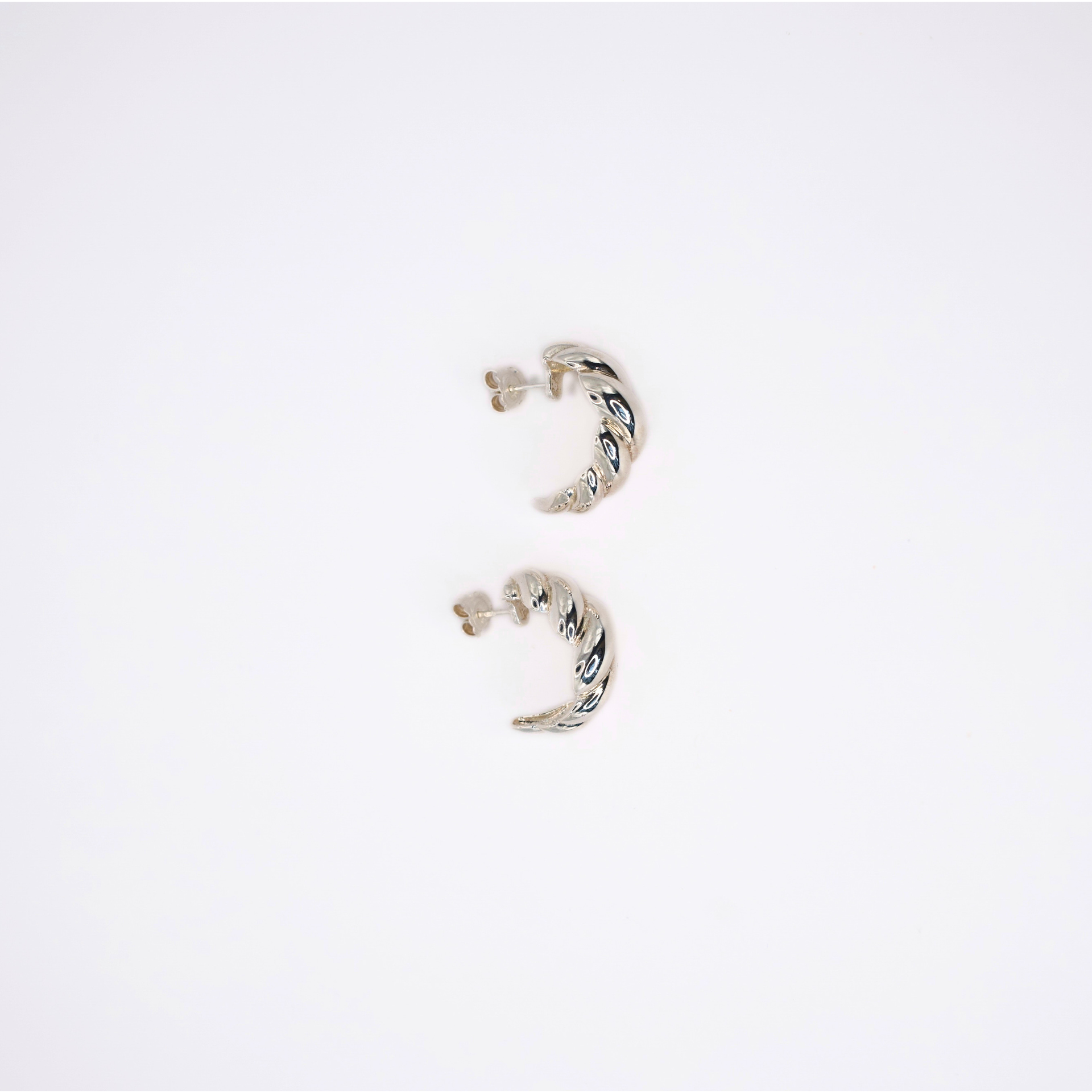 Silver Croissant Earrings