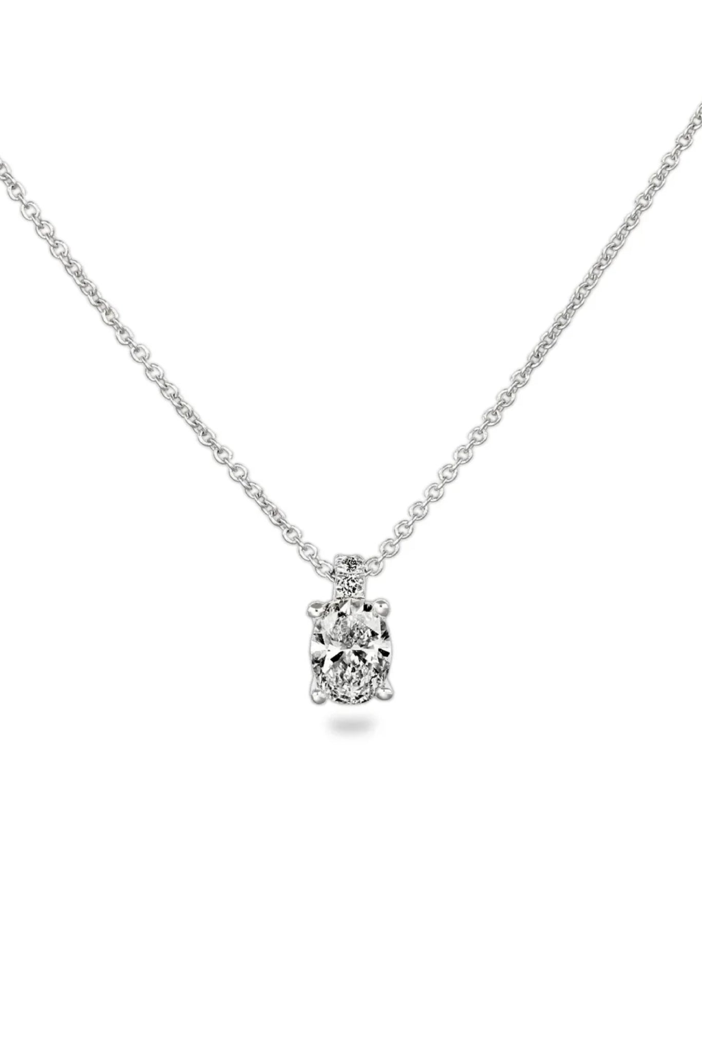 Oval Diamond Pendant Necklace