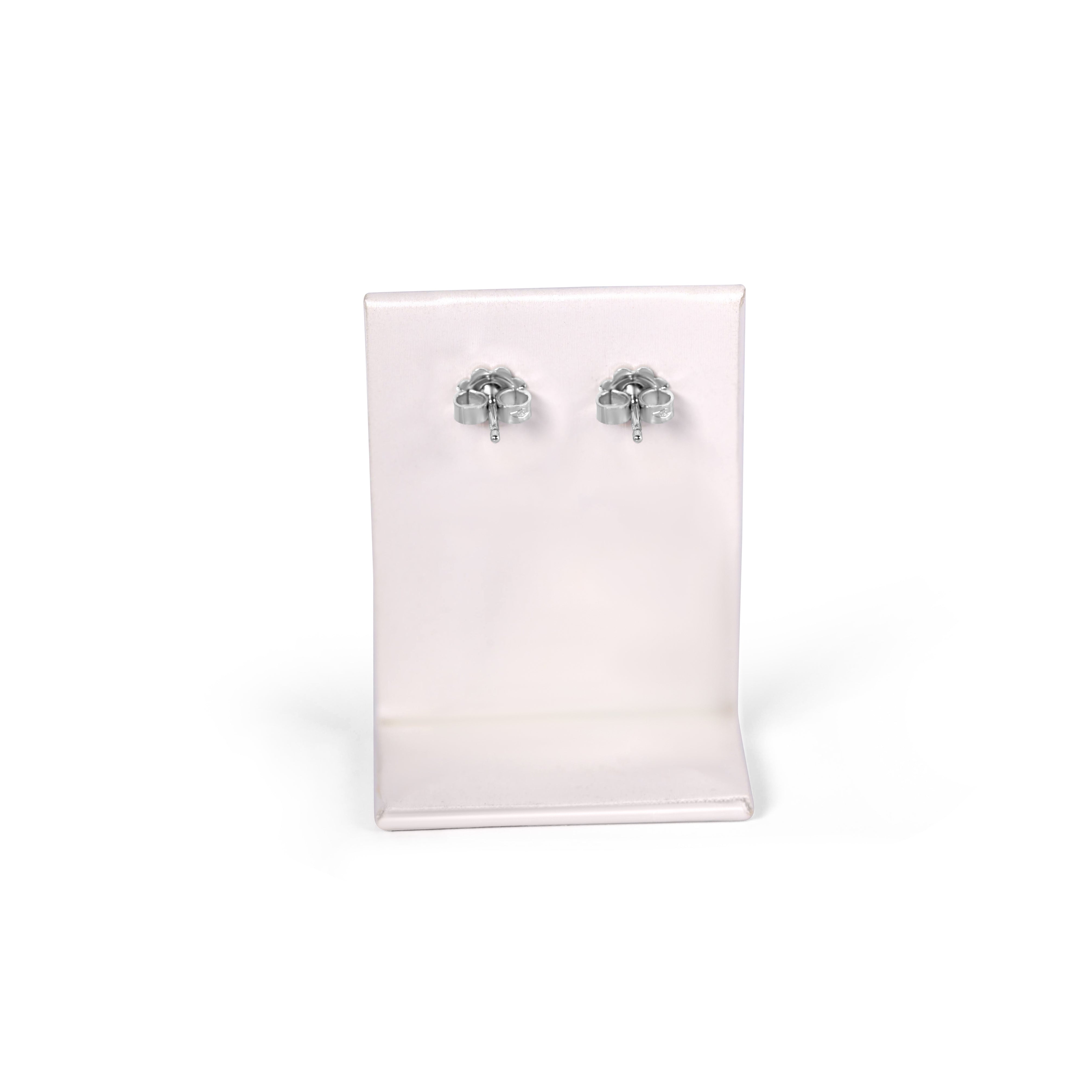 Stud Diamond Earrings, 4-Prong Box Setting, White Gold