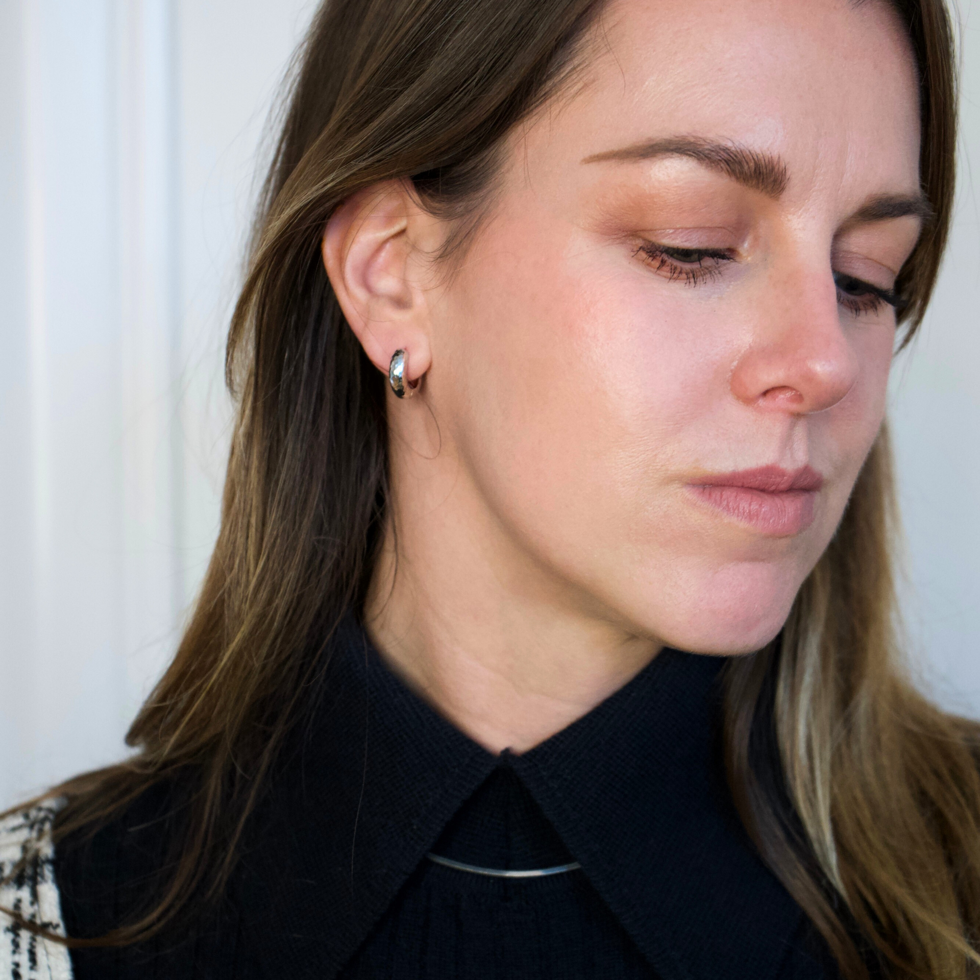 Hammered Silver Hoops