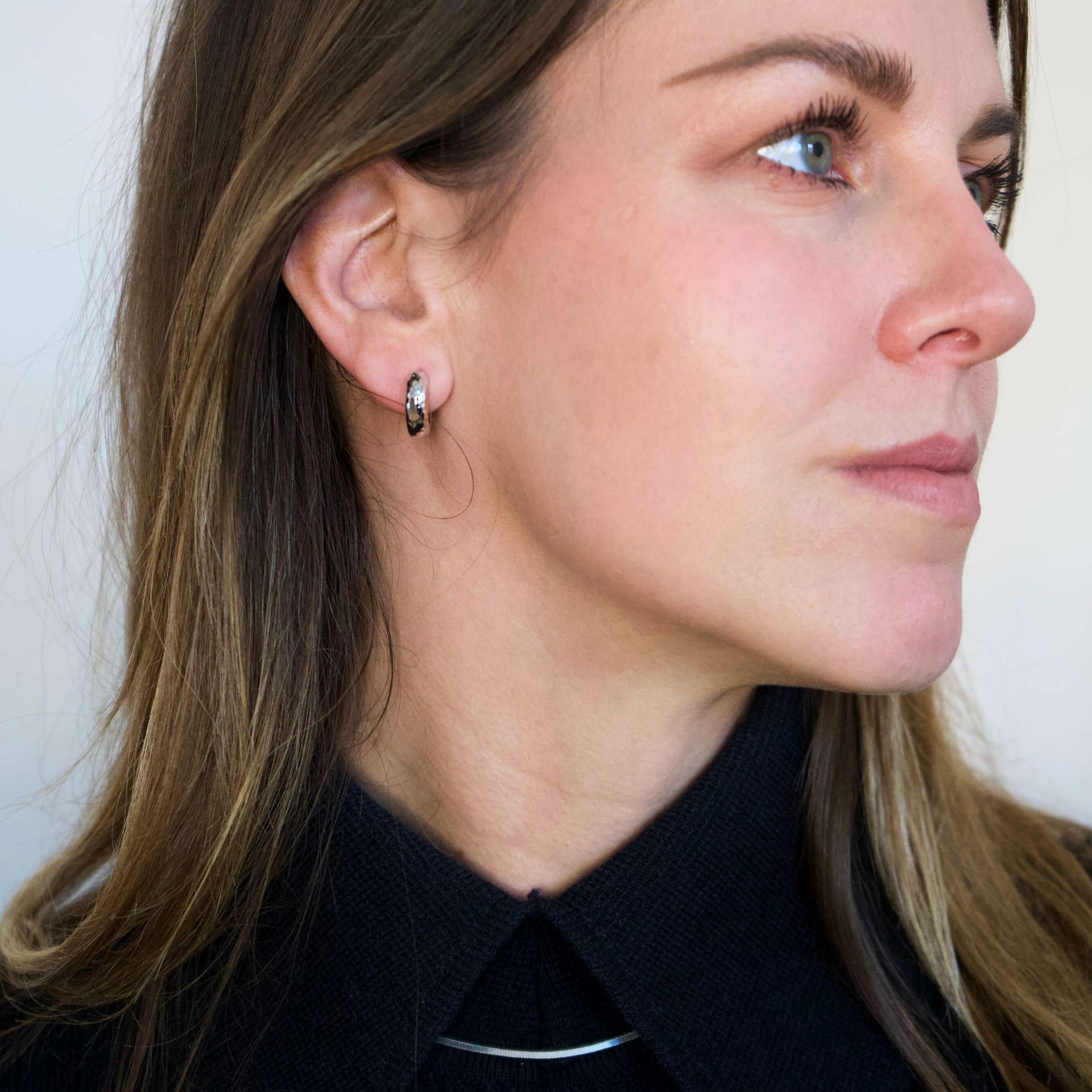 Hammered Silver Hoops