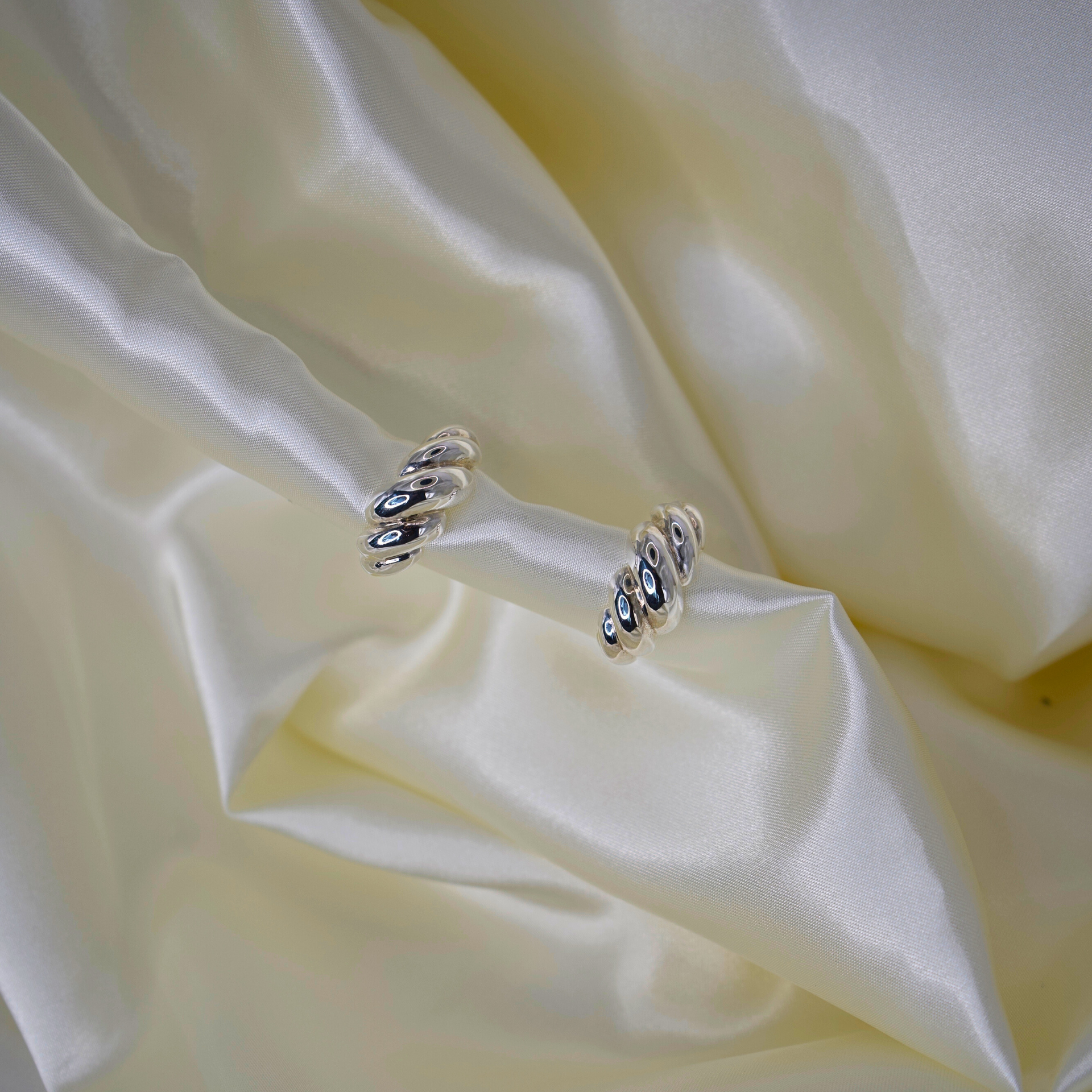 Silver Croissant Earrings