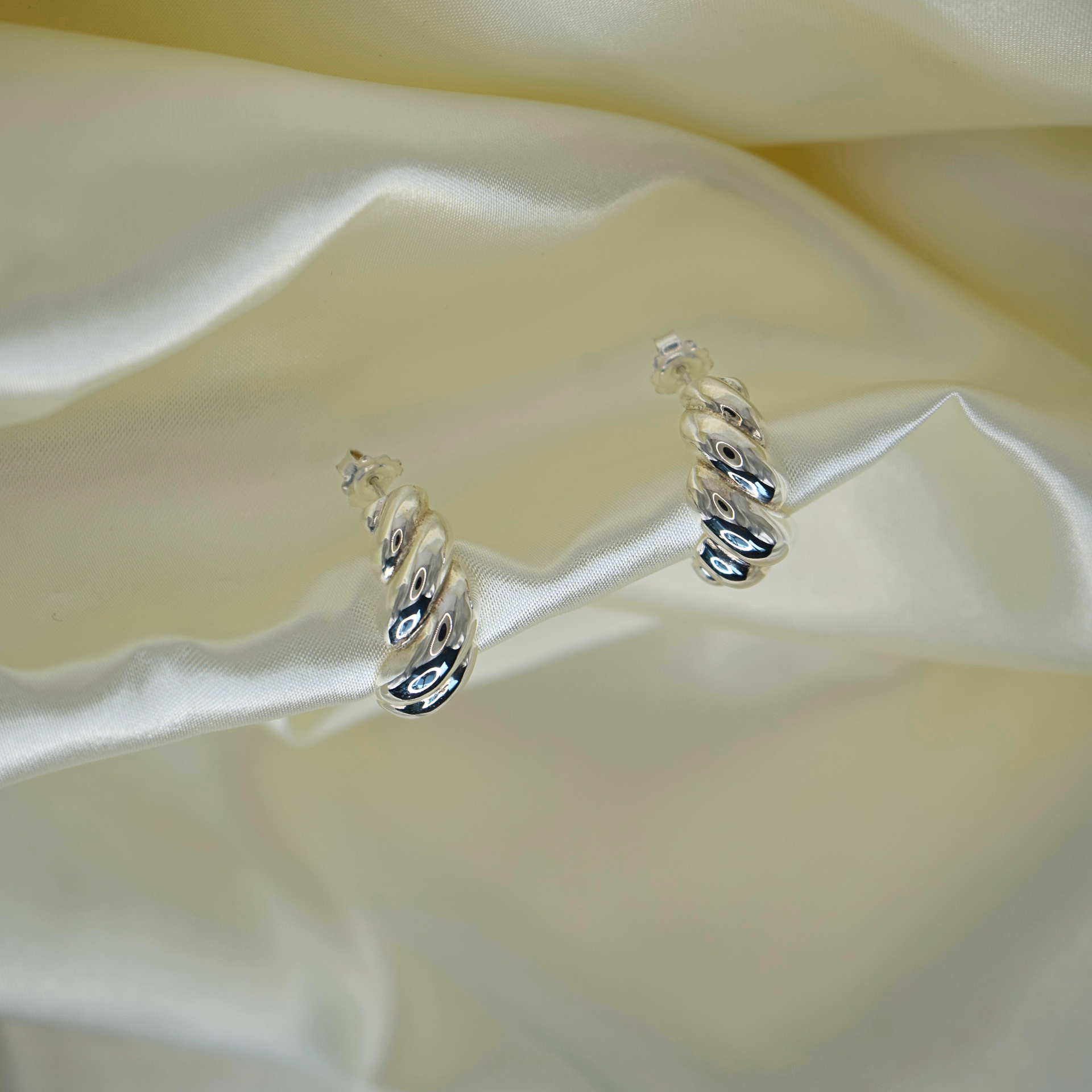 Silver Croissant Earrings