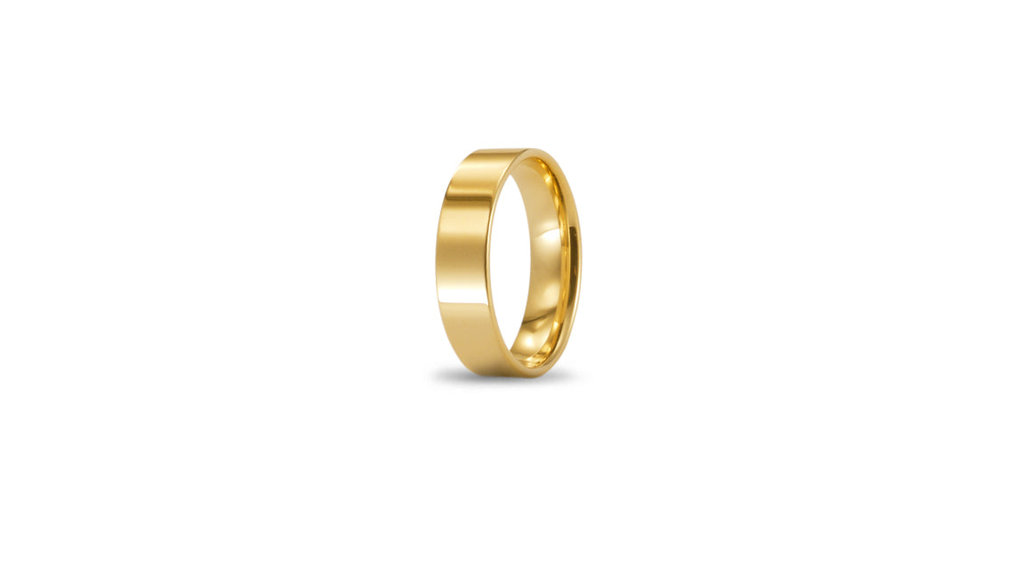 Wide Plain Cigar Band in Yellow Gold, 5 mm