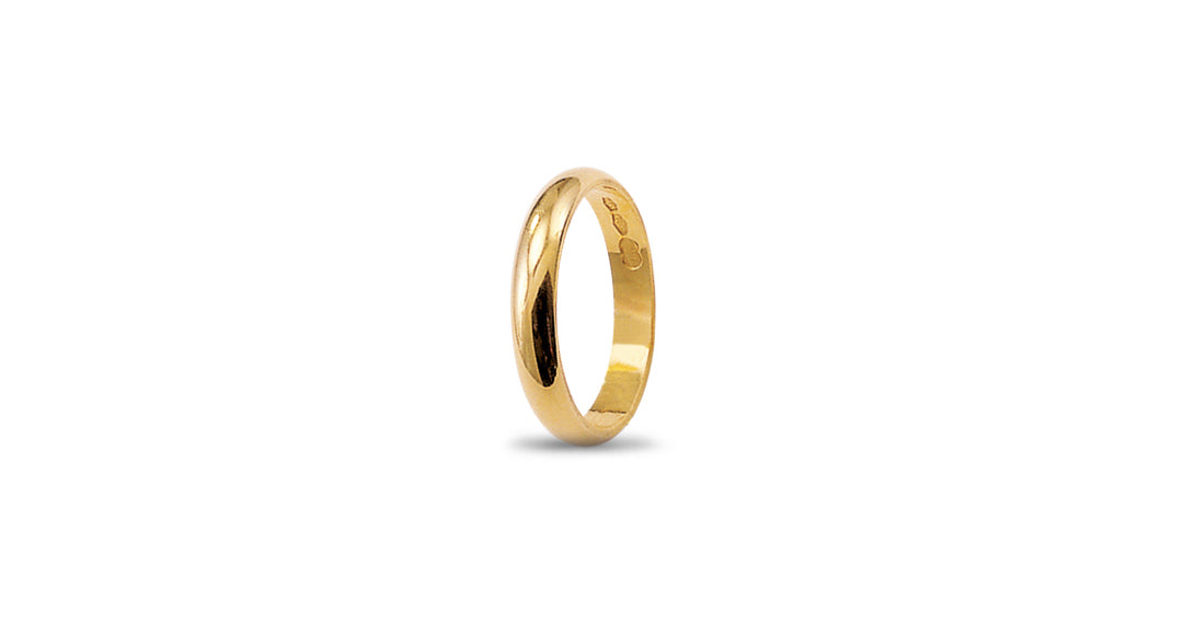 "Classica" Plain Classic Curved Wedding Band in Yellow Gold, 3.4 mm