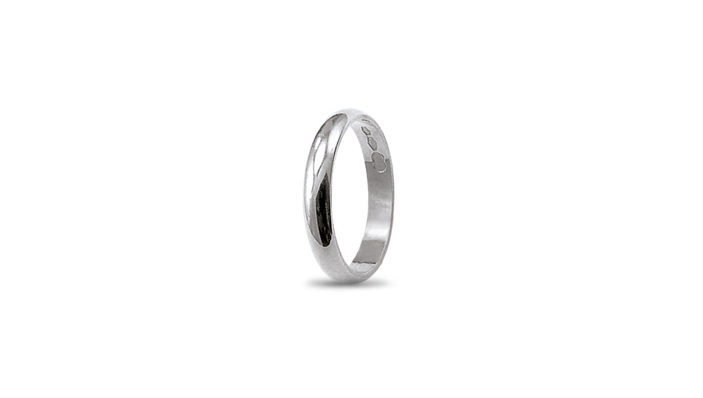 "Classica" Plain Classic Curved Wedding Band in White Gold, 3.4 mm