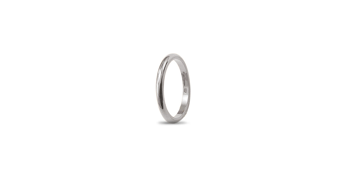 "Francesina" Thin Plain Classic Curved Wedding Band in White Gold, 2.2 mm