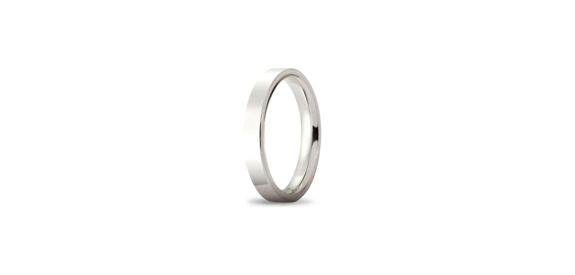 Plain Cigar Band in White Gold, 3.5 mm