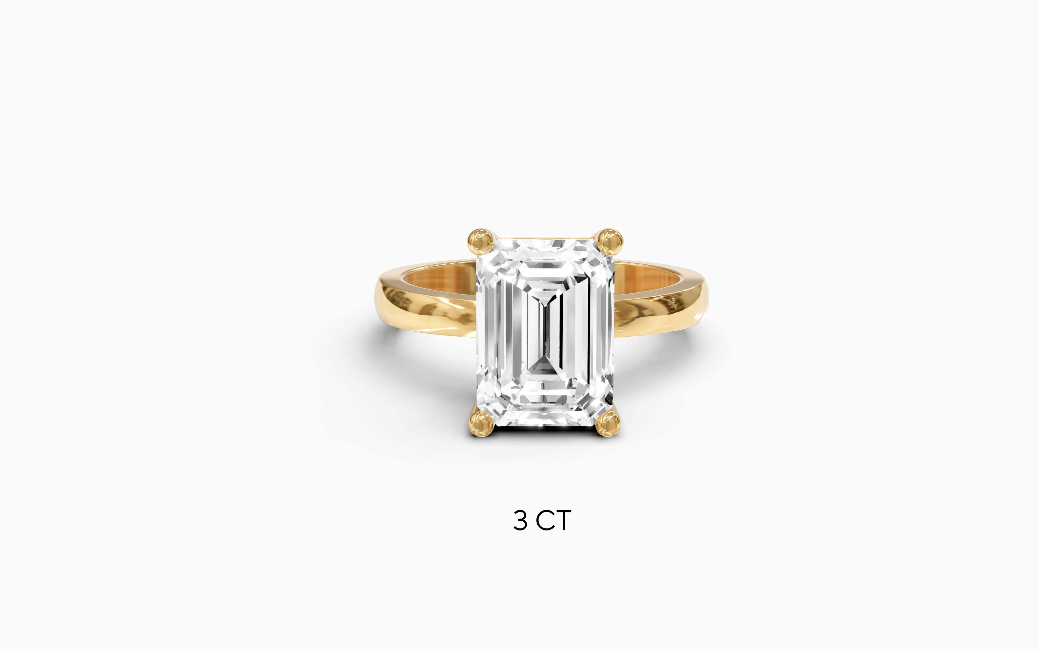 "The Sofia" Classic Version, Emerald Cut Solitaire Ring in Yellow Gold