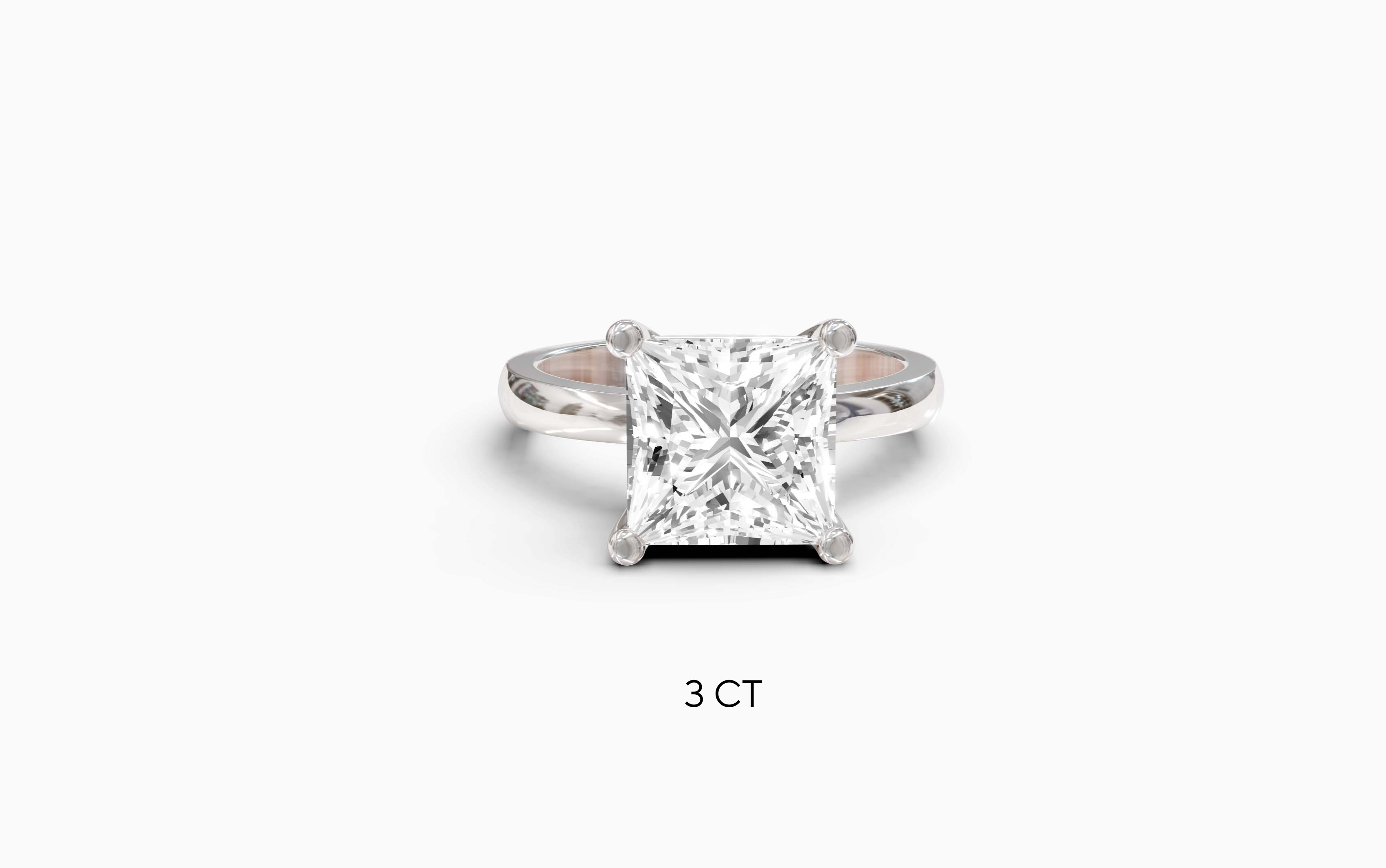 "Principessa" Princess Solitaire Ring in White Gold