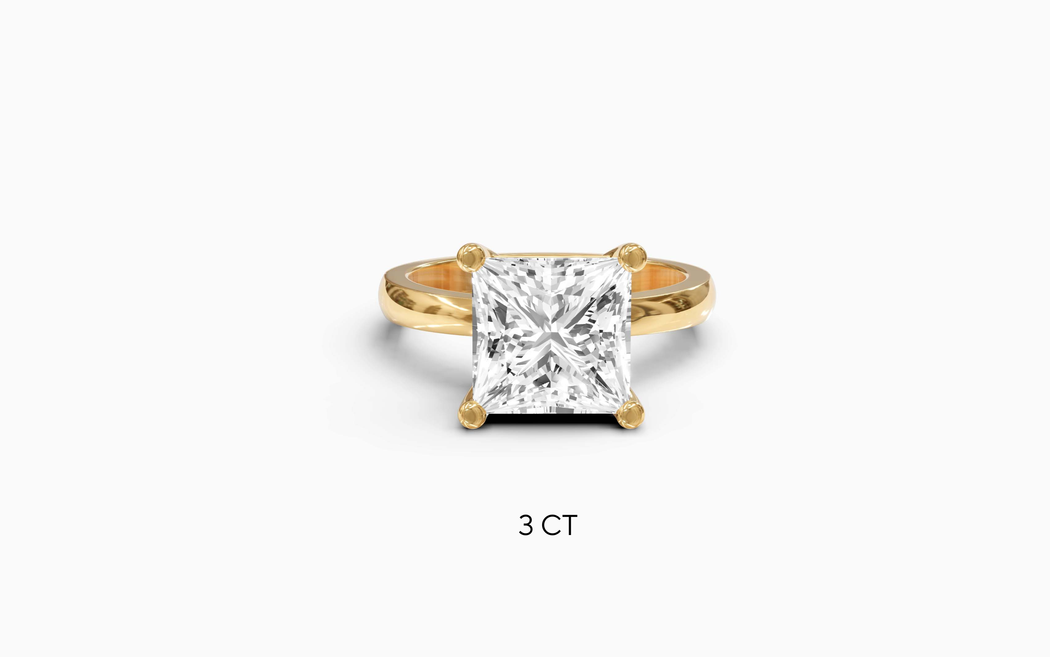 "Principessa" Princess Solitaire Ring in Yellow Gold