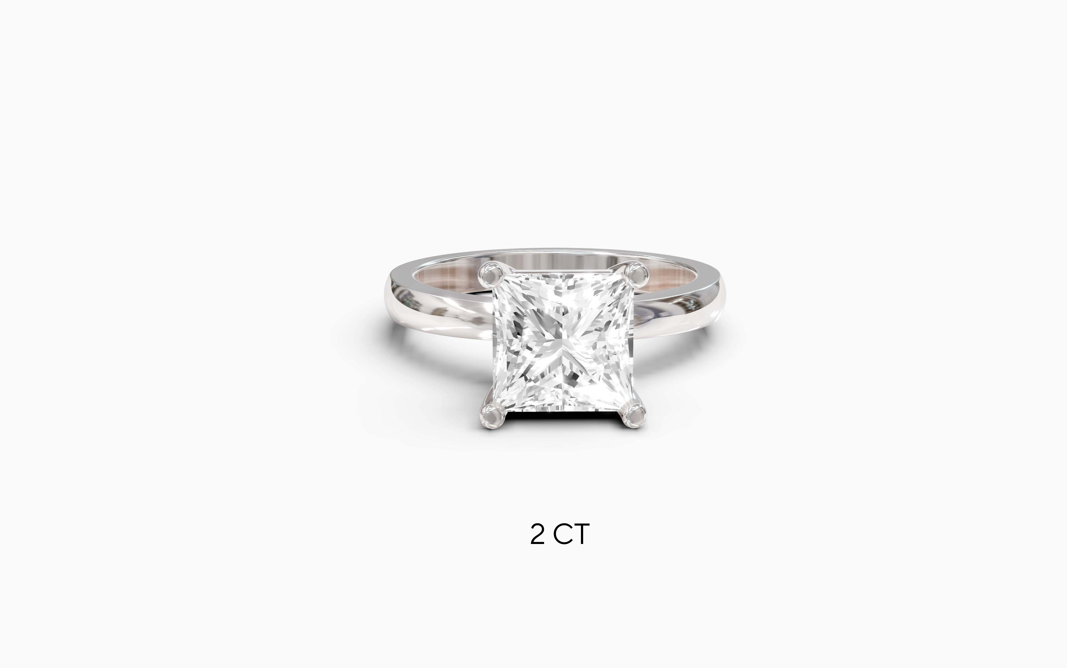 "Principessa" Princess Solitaire Ring in White Gold