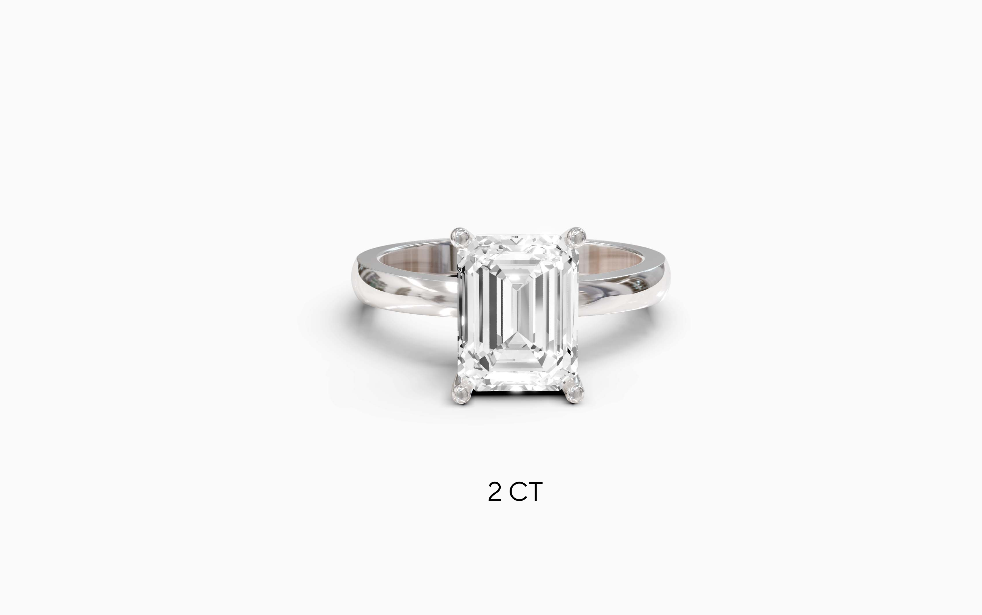 "The Sofia" Classic Version, Emerald Cut Solitaire Ring in White Gold