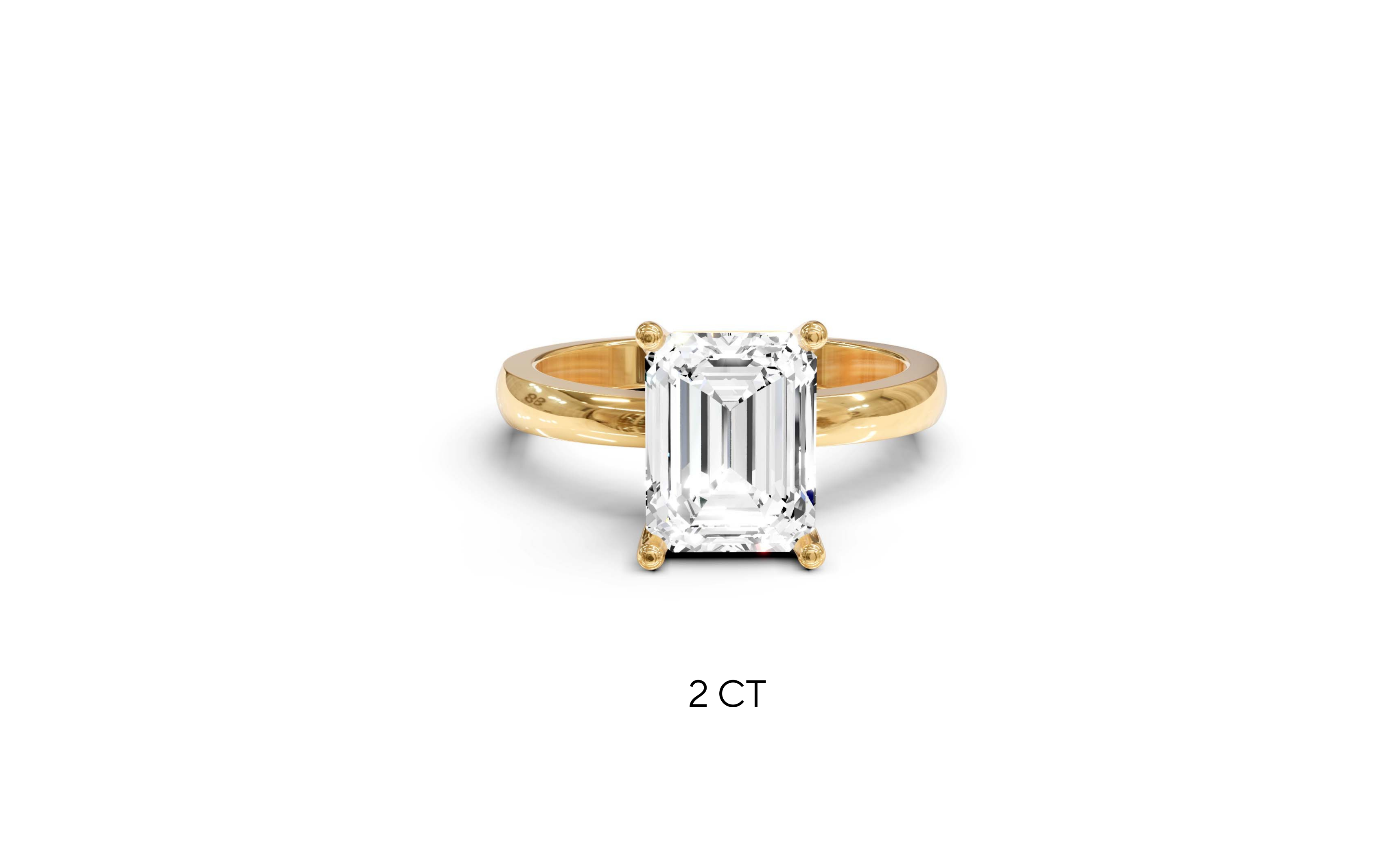 "The Sofia" Classic Version, Emerald Cut Solitaire Ring in Yellow Gold