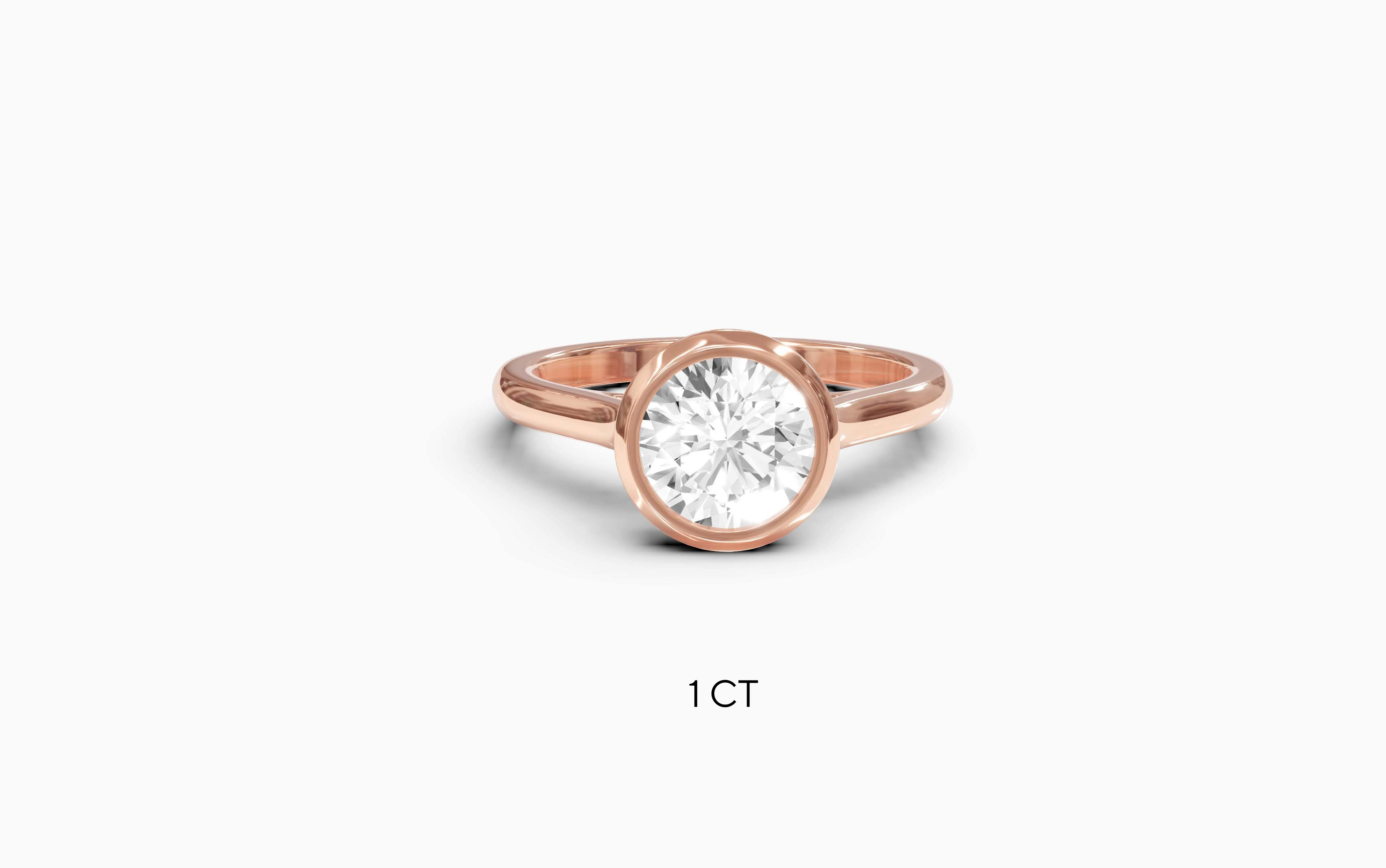 "Modern Perfection" Round Bezel Solitaire Ring in Rose Gold