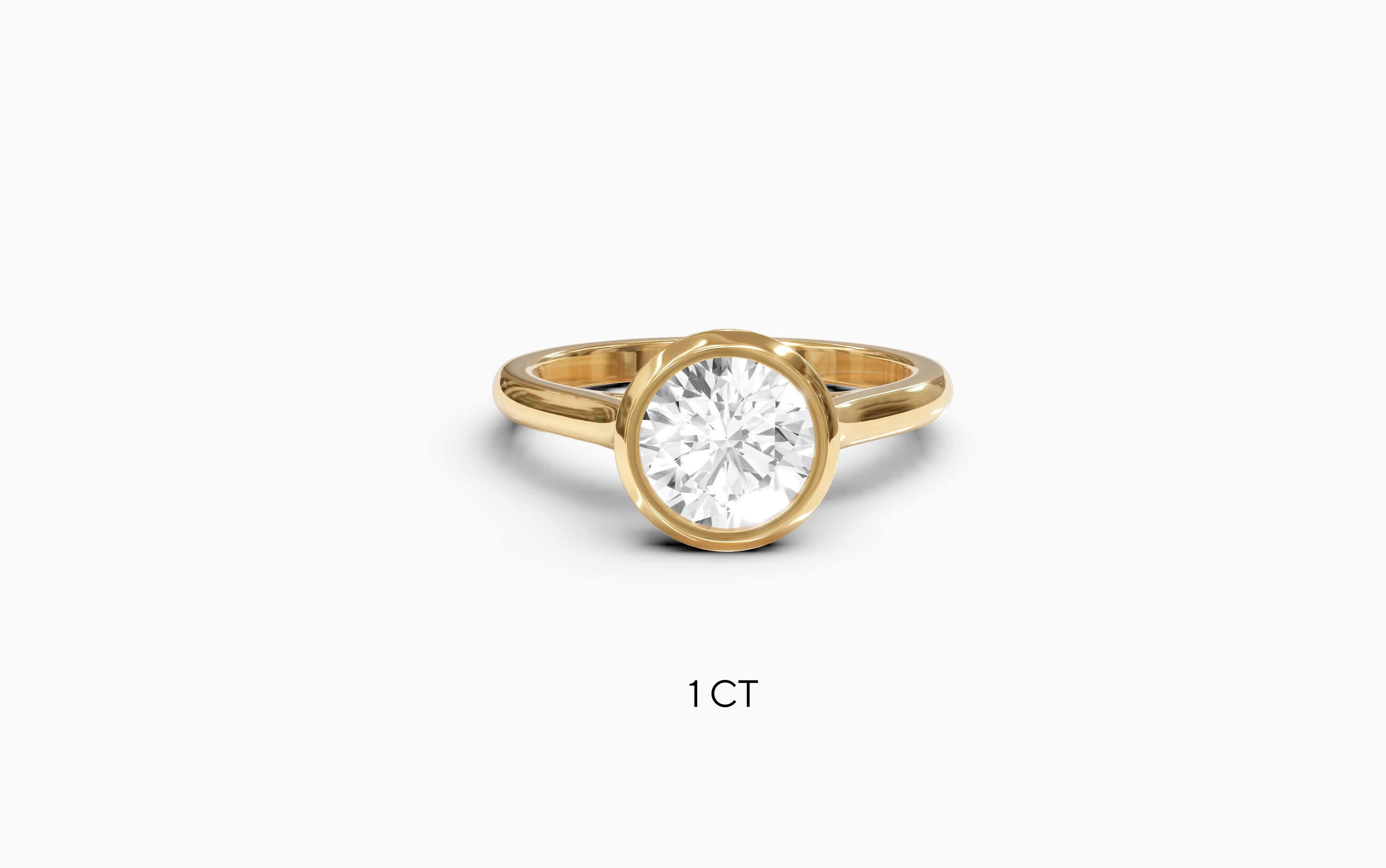 "Modern Perfection" Round Bezel Solitaire Ring in Yellow Gold