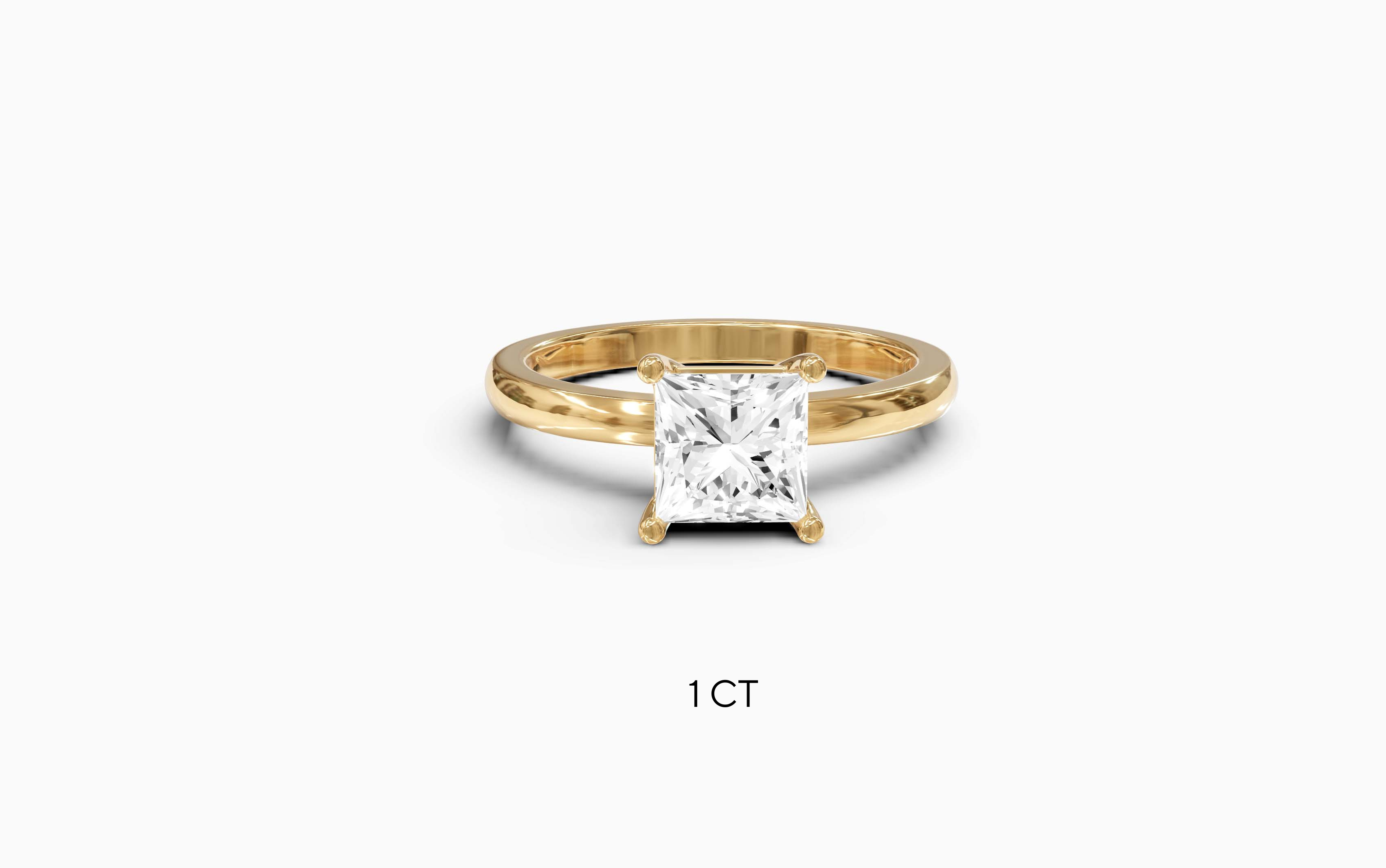 "Principessa" Princess Solitaire Ring in Yellow Gold