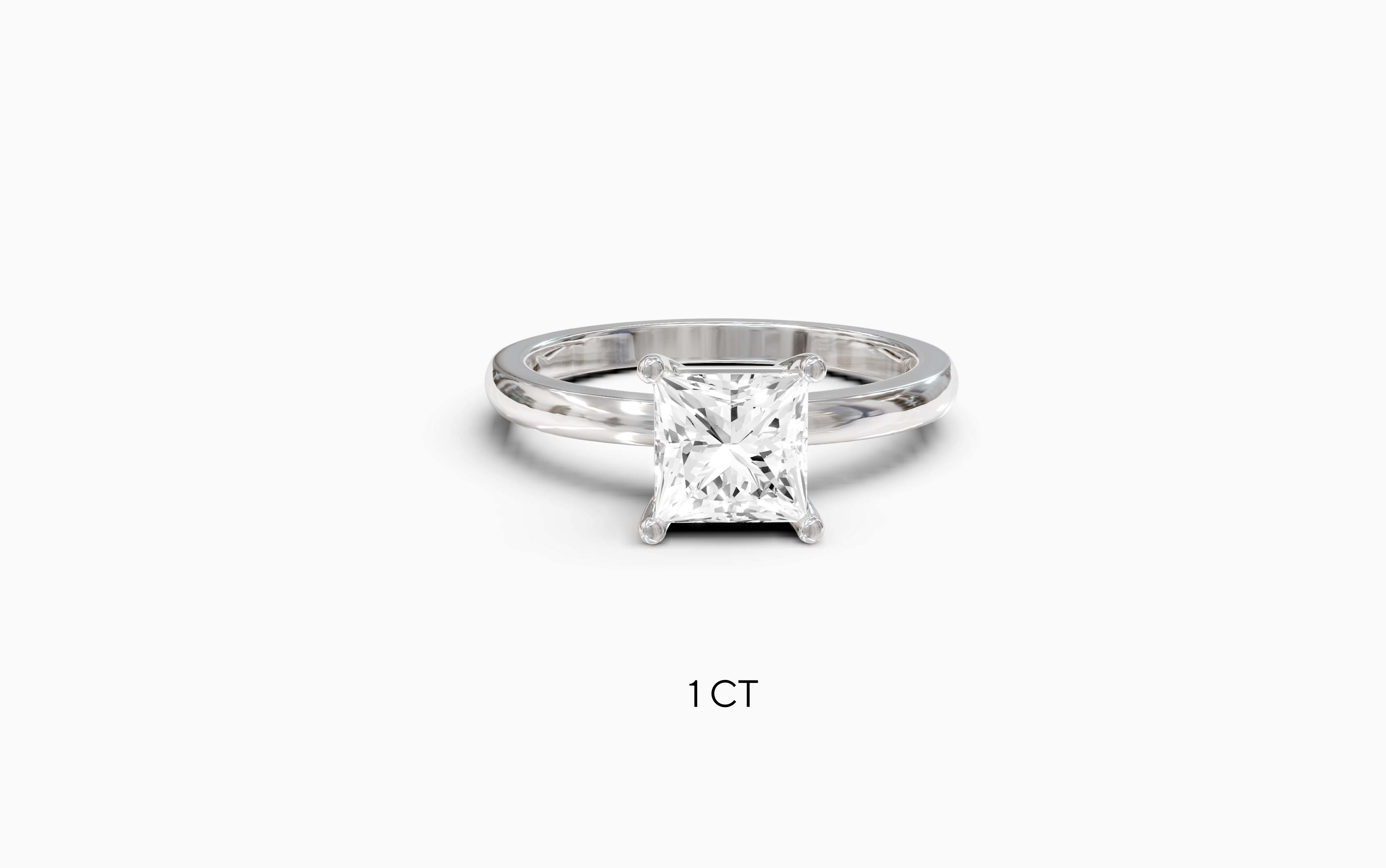 "Principessa" Princess Solitaire Ring in White Gold