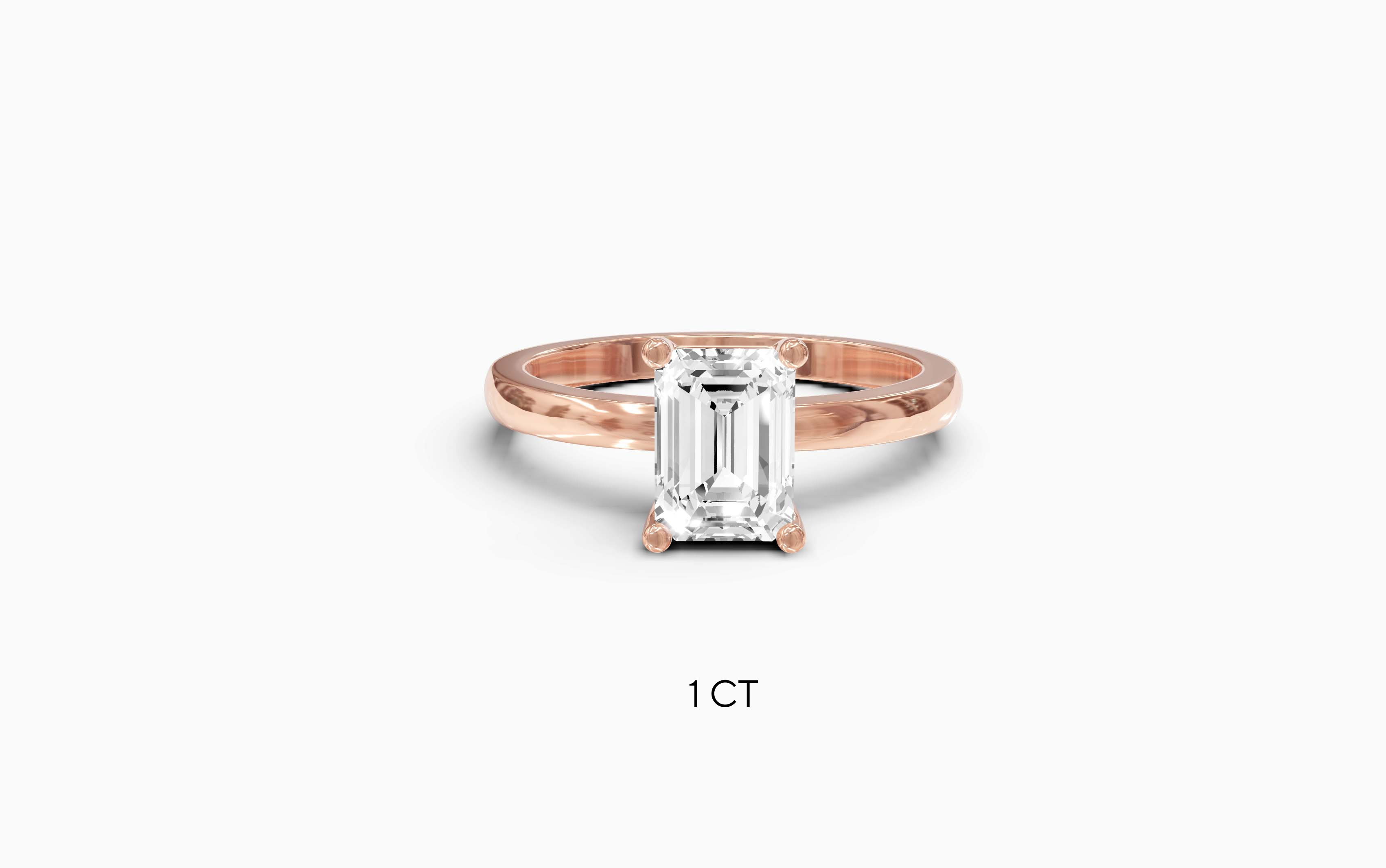 "The Sofia" Classic Version, Emerald Cut Solitaire Ring in Rose Gold