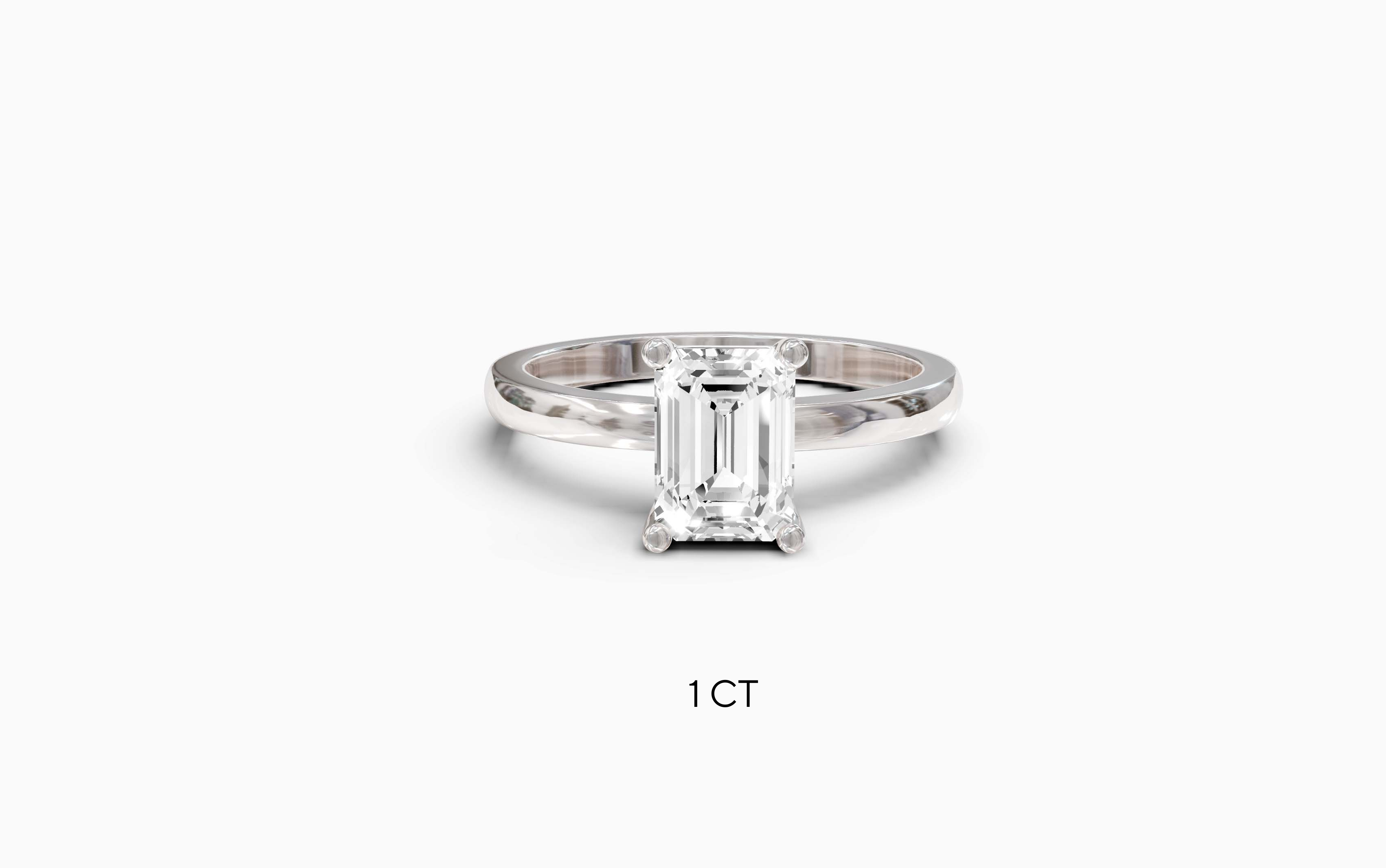 "The Sofia" Classic Version, Emerald Cut Solitaire Ring in White Gold