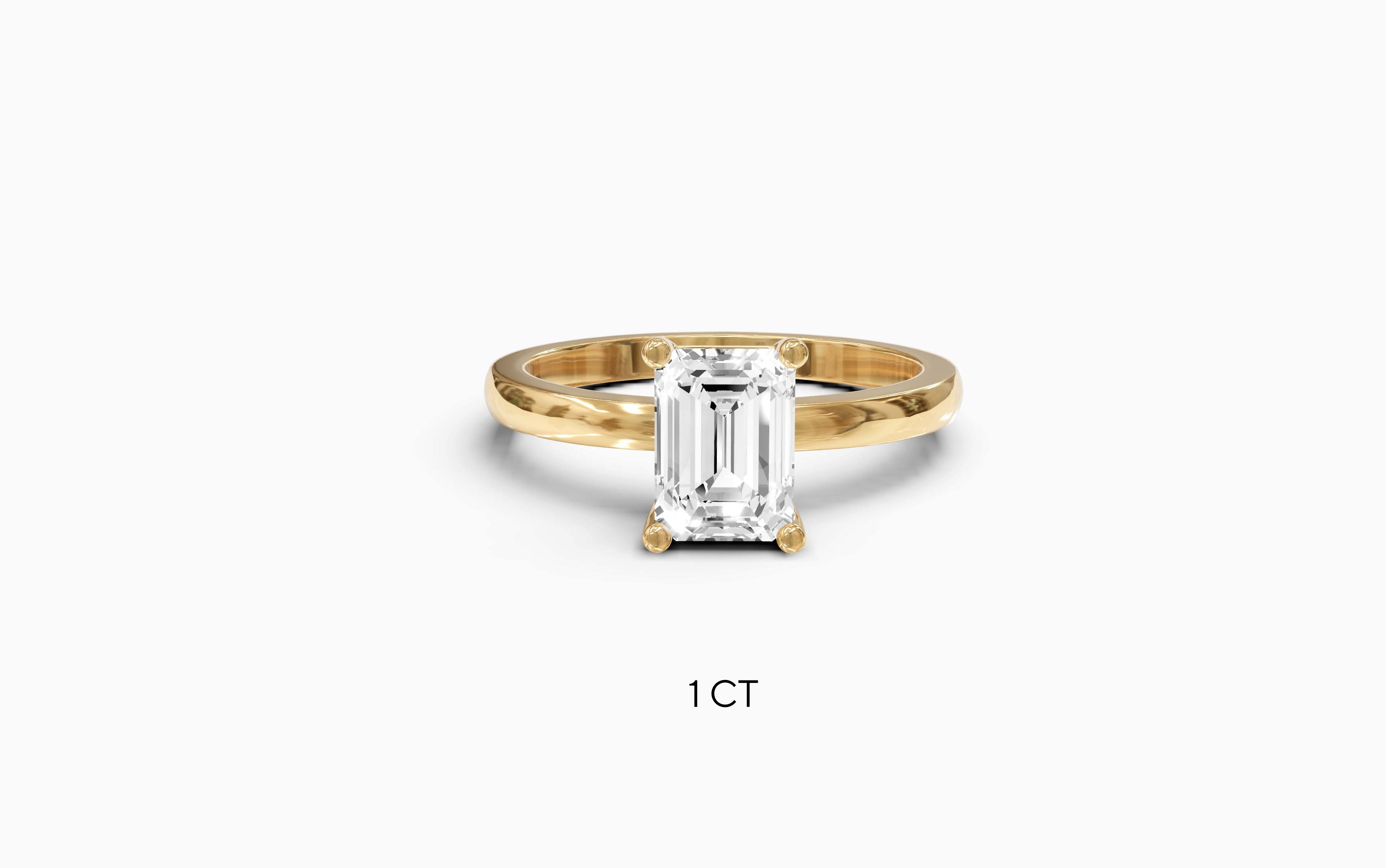 "The Sofia" Classic Version, Emerald Cut Solitaire Ring in Yellow Gold