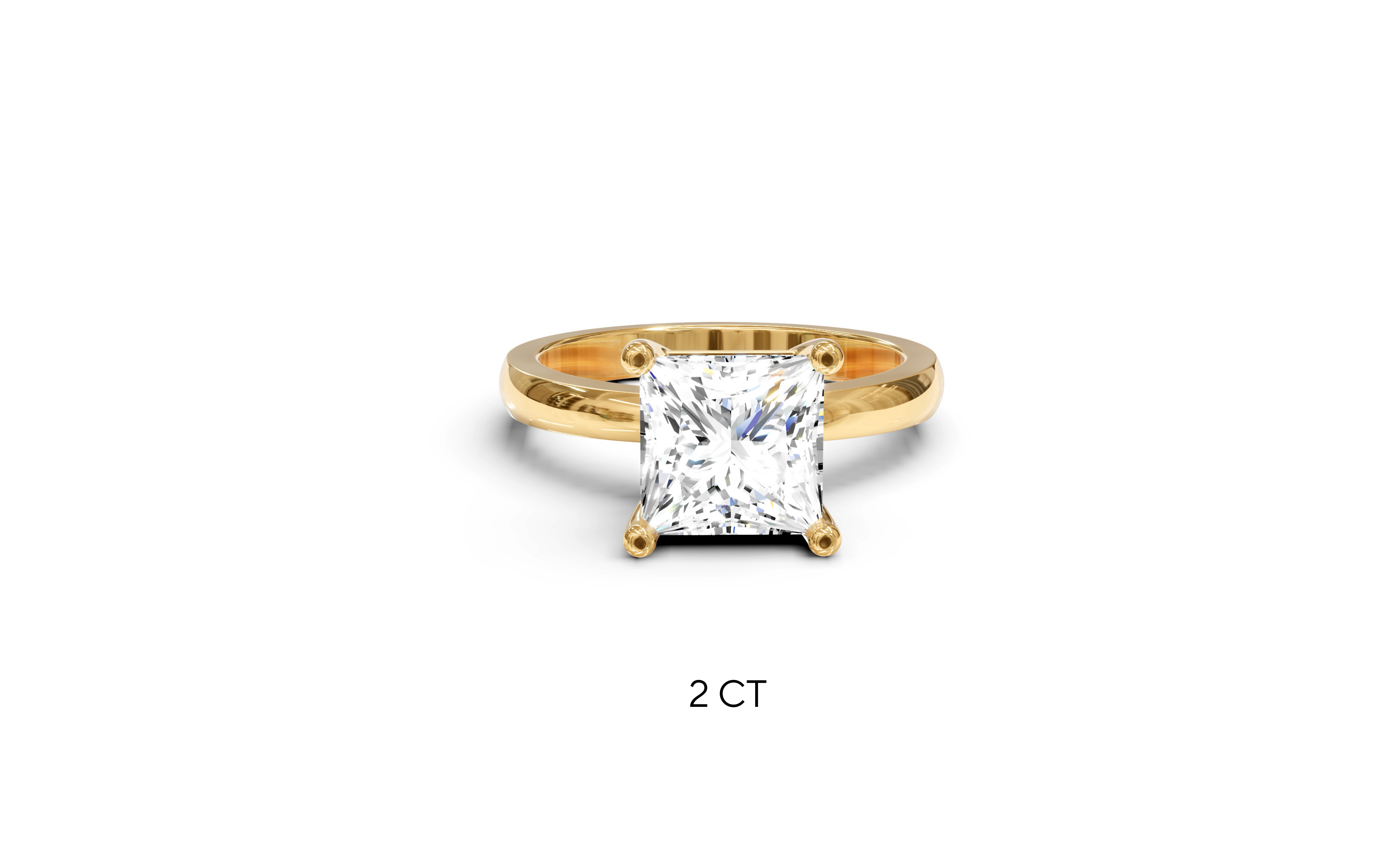 "Principessa" Princess Solitaire Ring in Yellow Gold