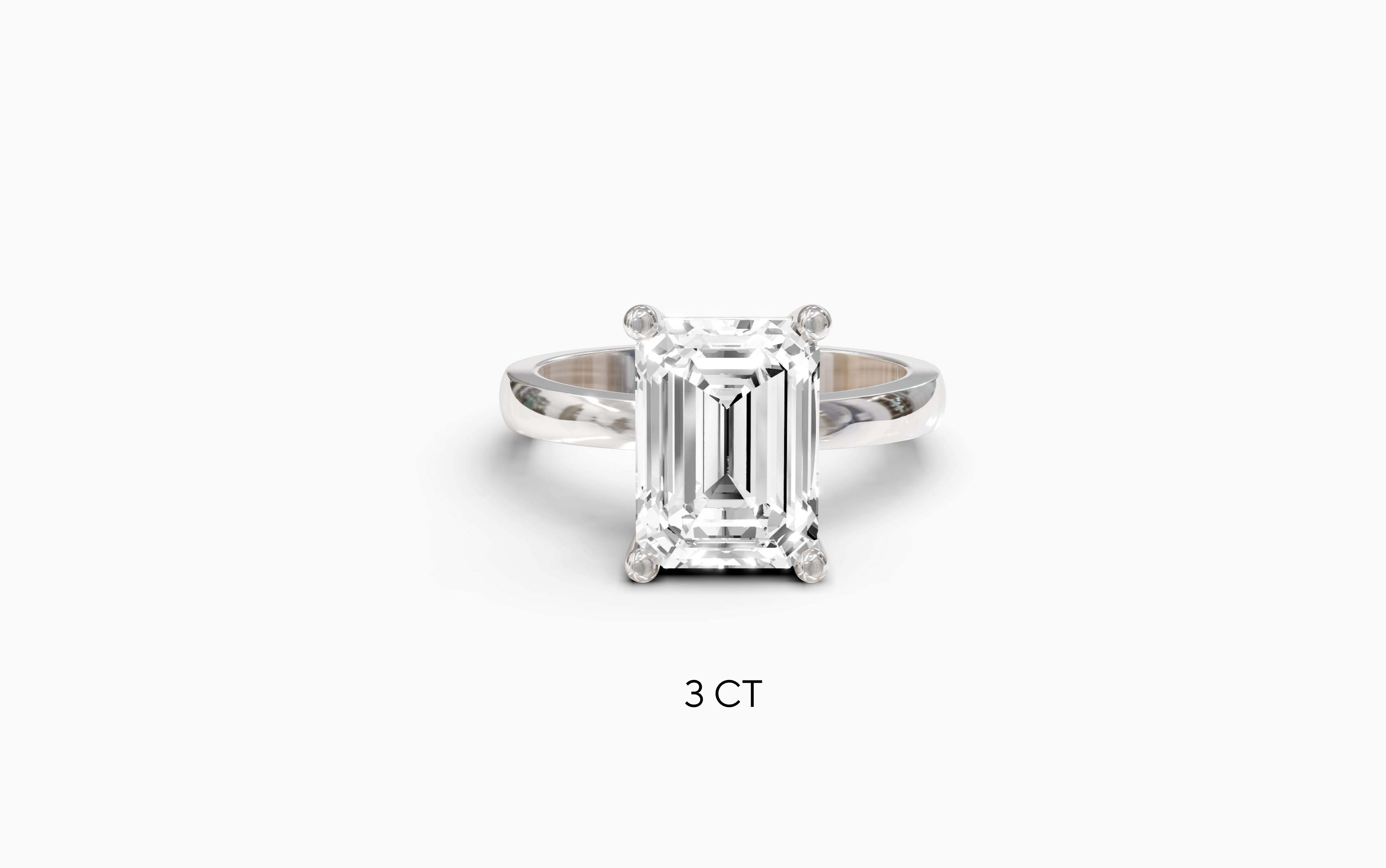 "The Sofia" Classic Version, Emerald Cut Solitaire Ring in White Gold