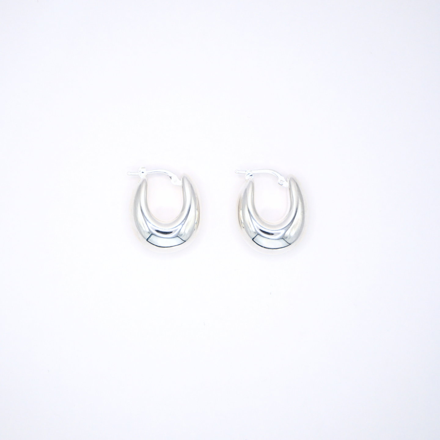 Chunky Oval Silver Hoops