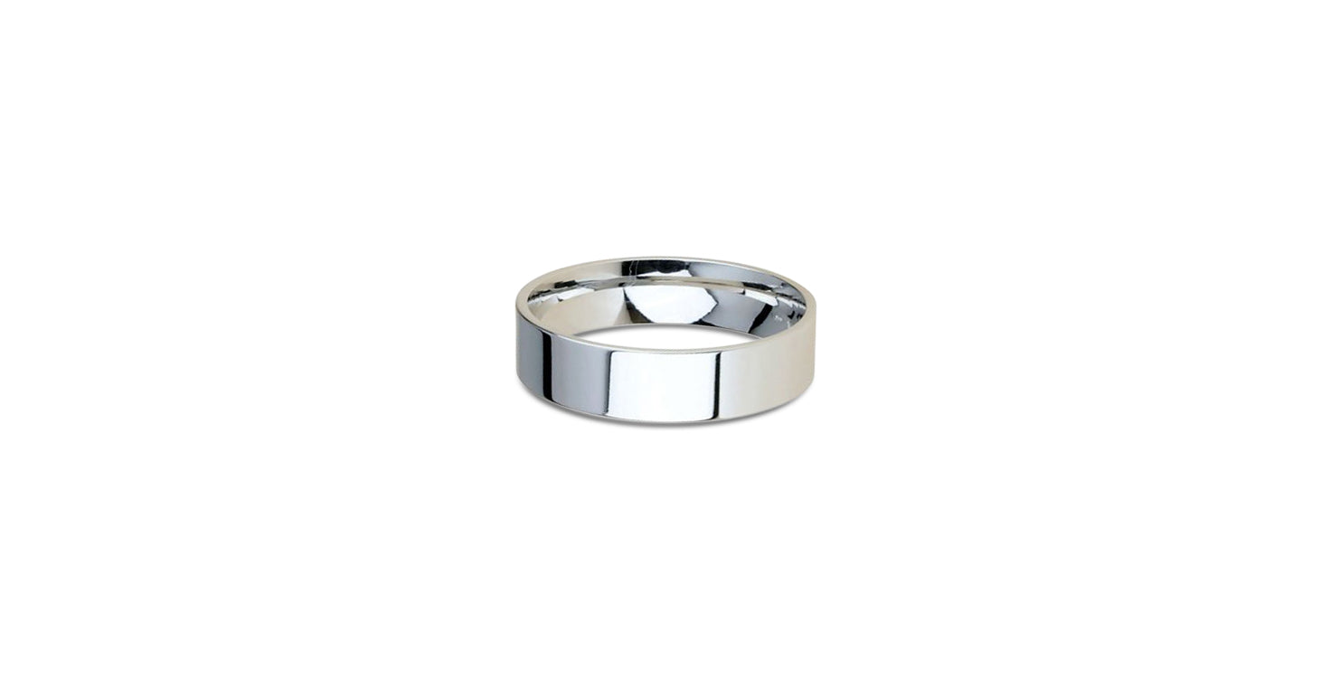 Wide Plain Cigar Band in White Gold, 5 mm