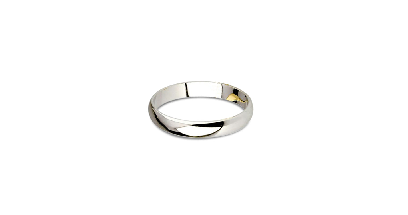 "Classica" Plain Classic Curved Wedding Band in White Gold, 3.4 mm