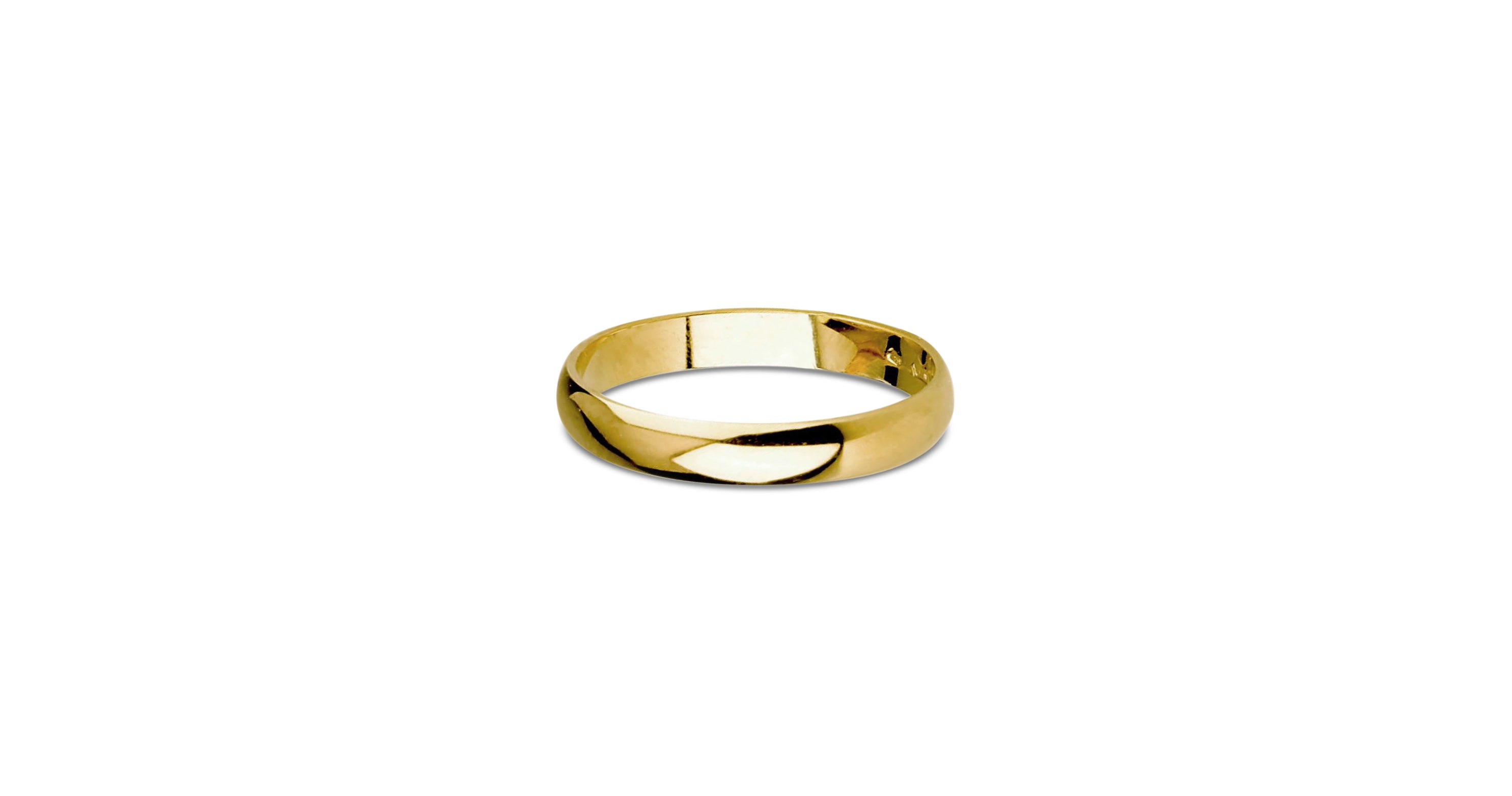 "Classica" Plain Classic Curved Wedding Band in Yellow Gold, 3.4 mm