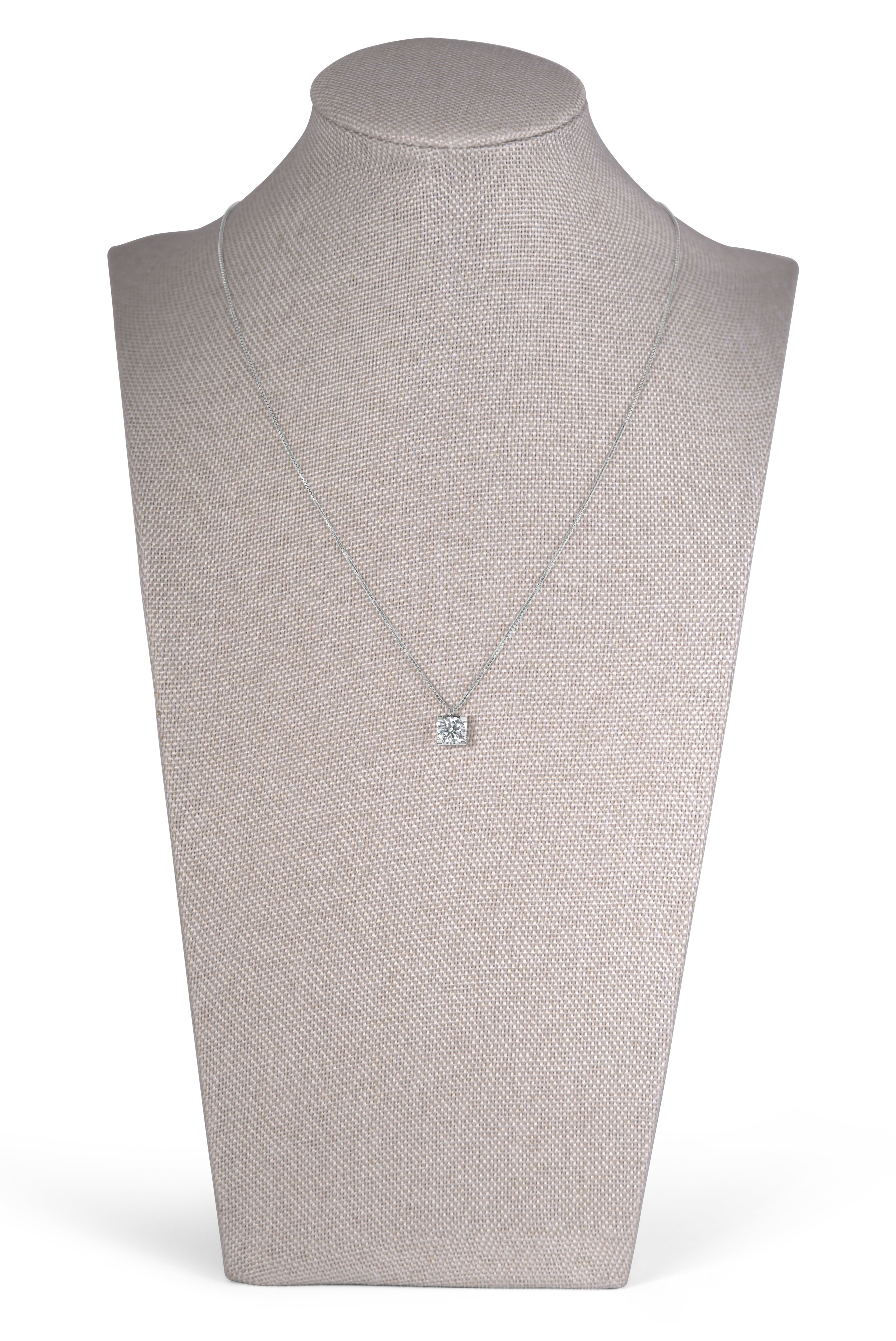 Round Solitaire Diamond Pendant, Box Setting