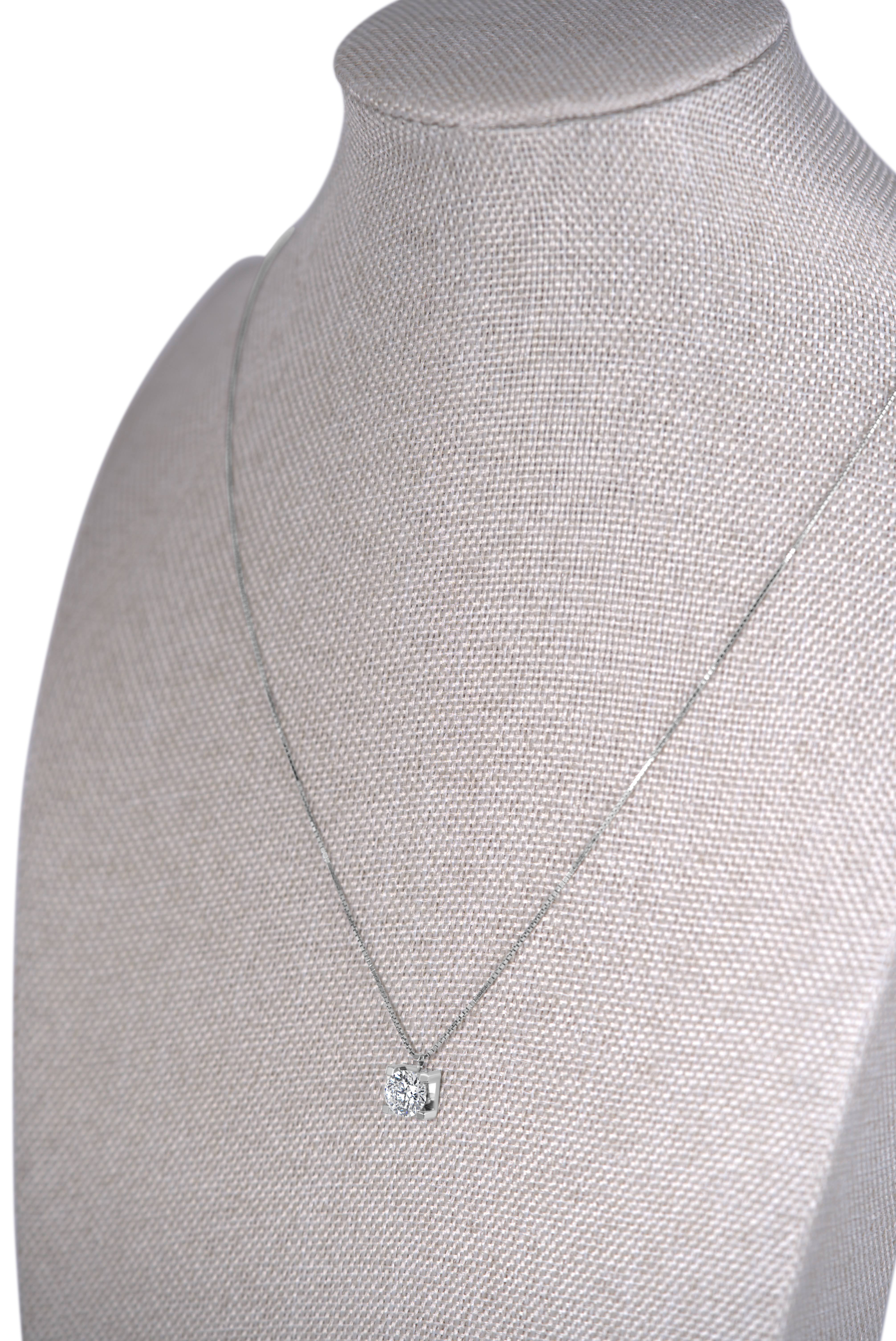 Round Solitaire Diamond Pendant, Box Setting