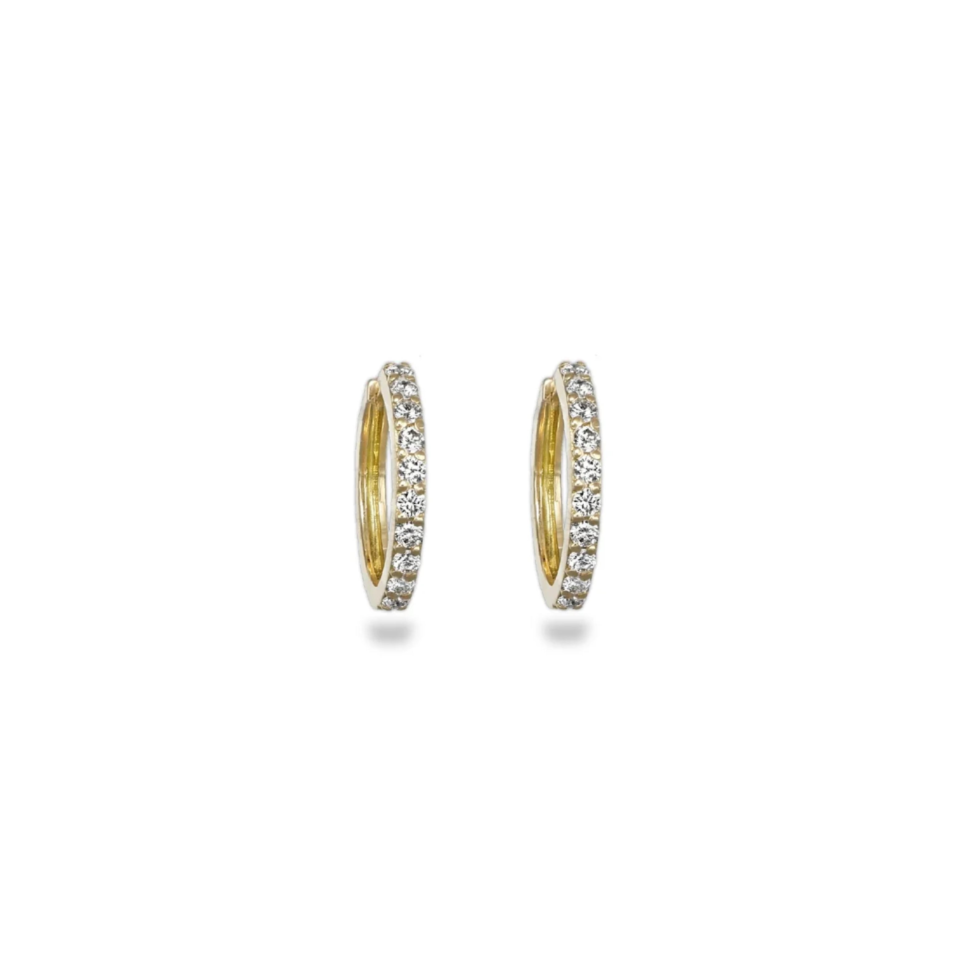 "Diamond Drip Drip" Small Gold and Diamond Hoops