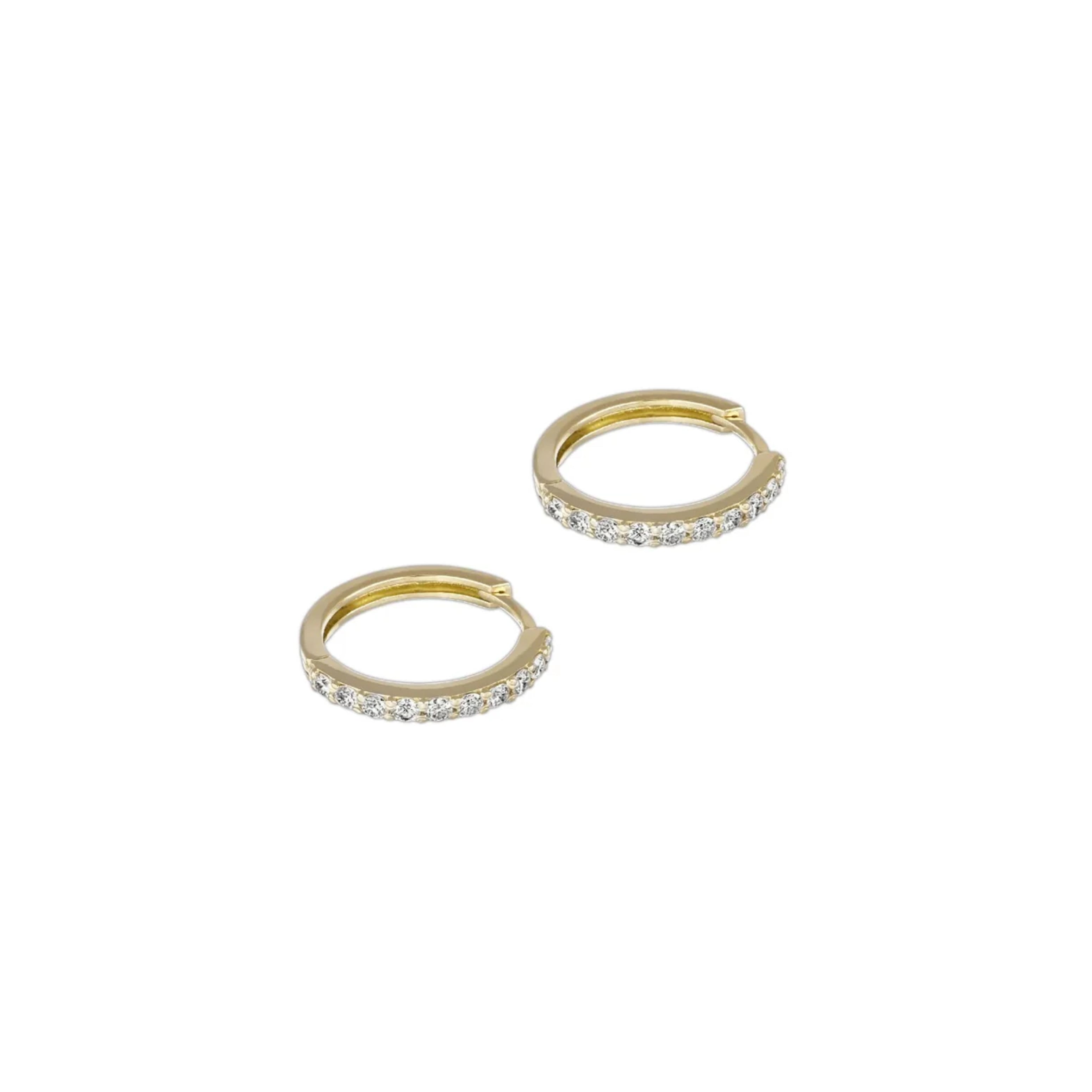 "Diamond Drip Drip" Small Gold and Diamond Hoops