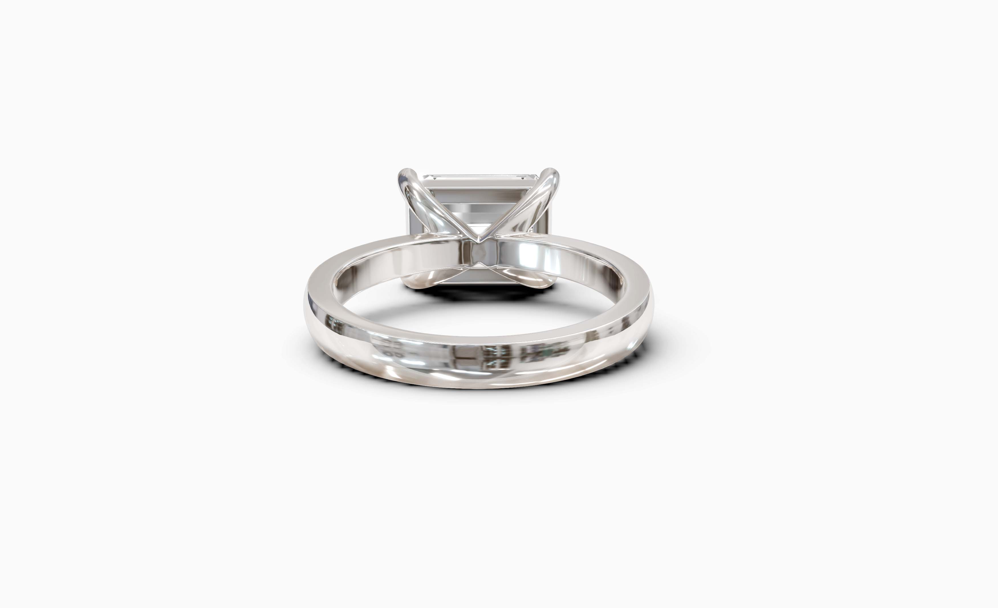 "The Sofia" East-West Version,  Emerald Cut Solitaire Ring in White Gold