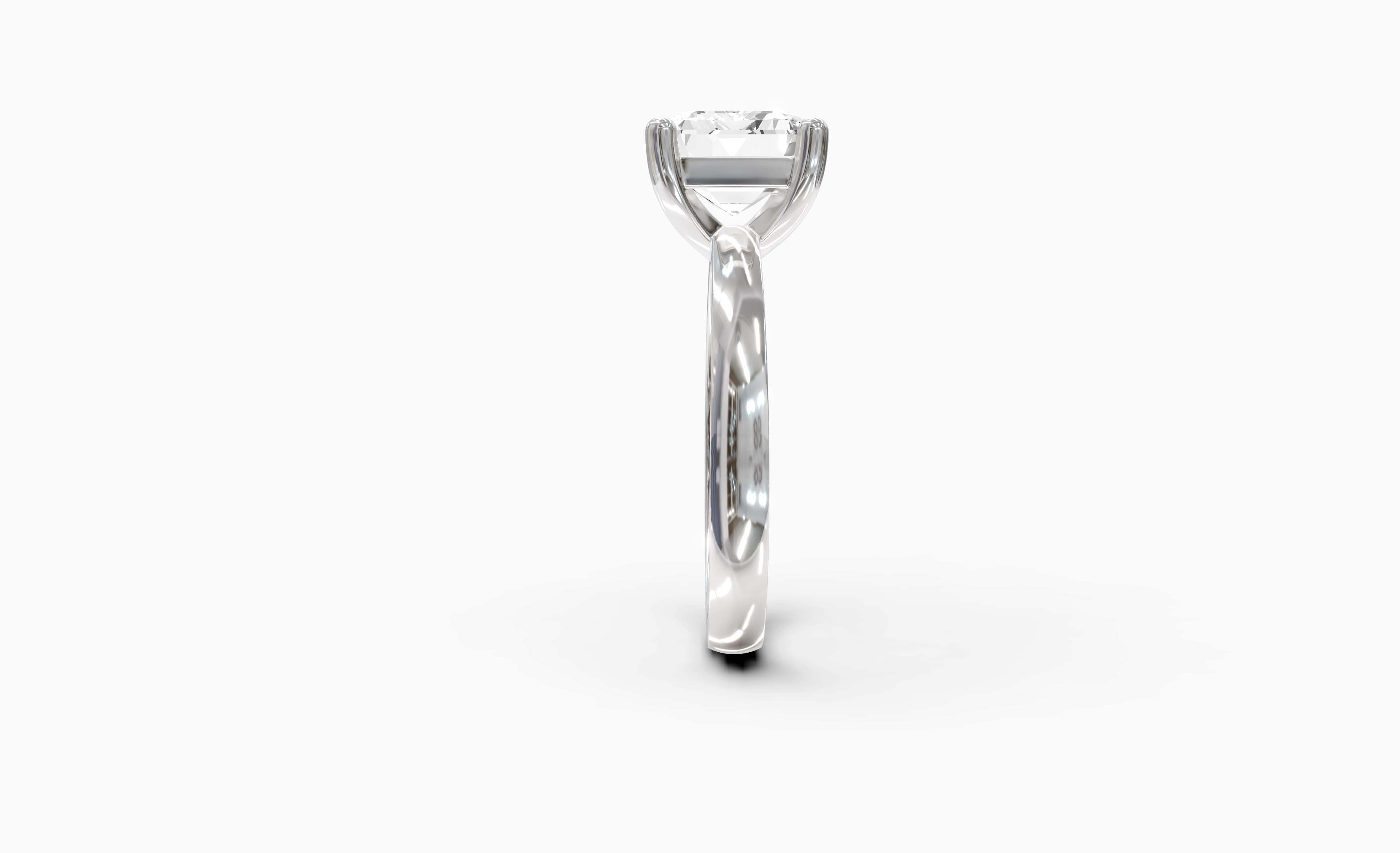 "The Sofia" East-West Version,  Emerald Cut Solitaire Ring in White Gold