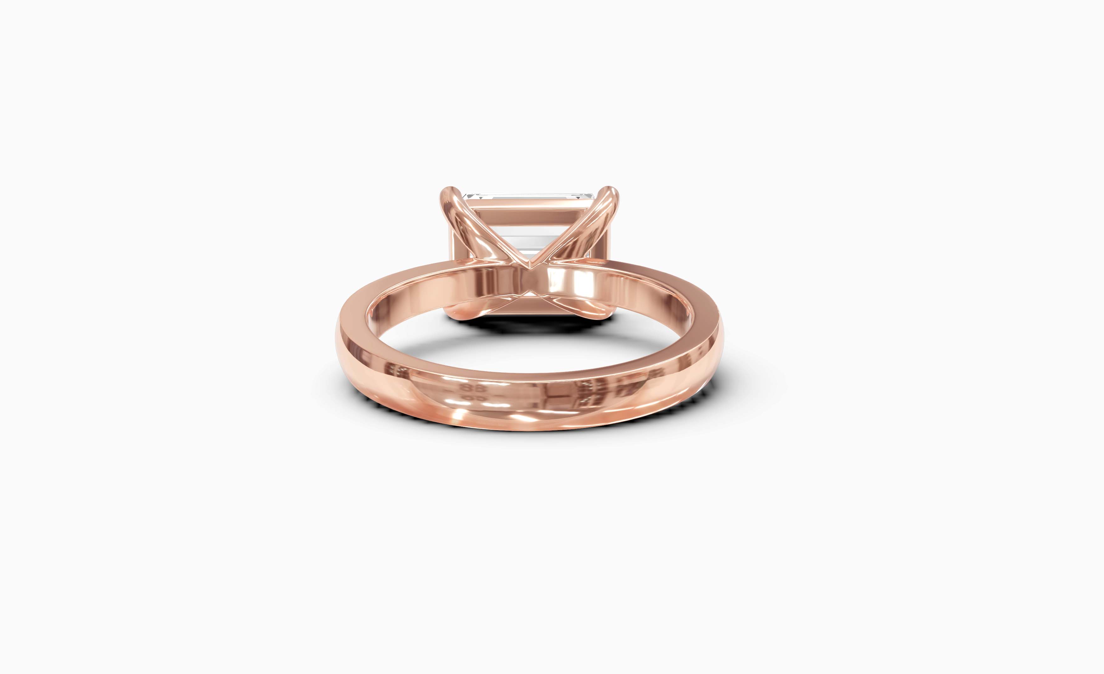 "The Sofia" East-West Version,  Emerald Cut Solitaire Ring in Rose Gold