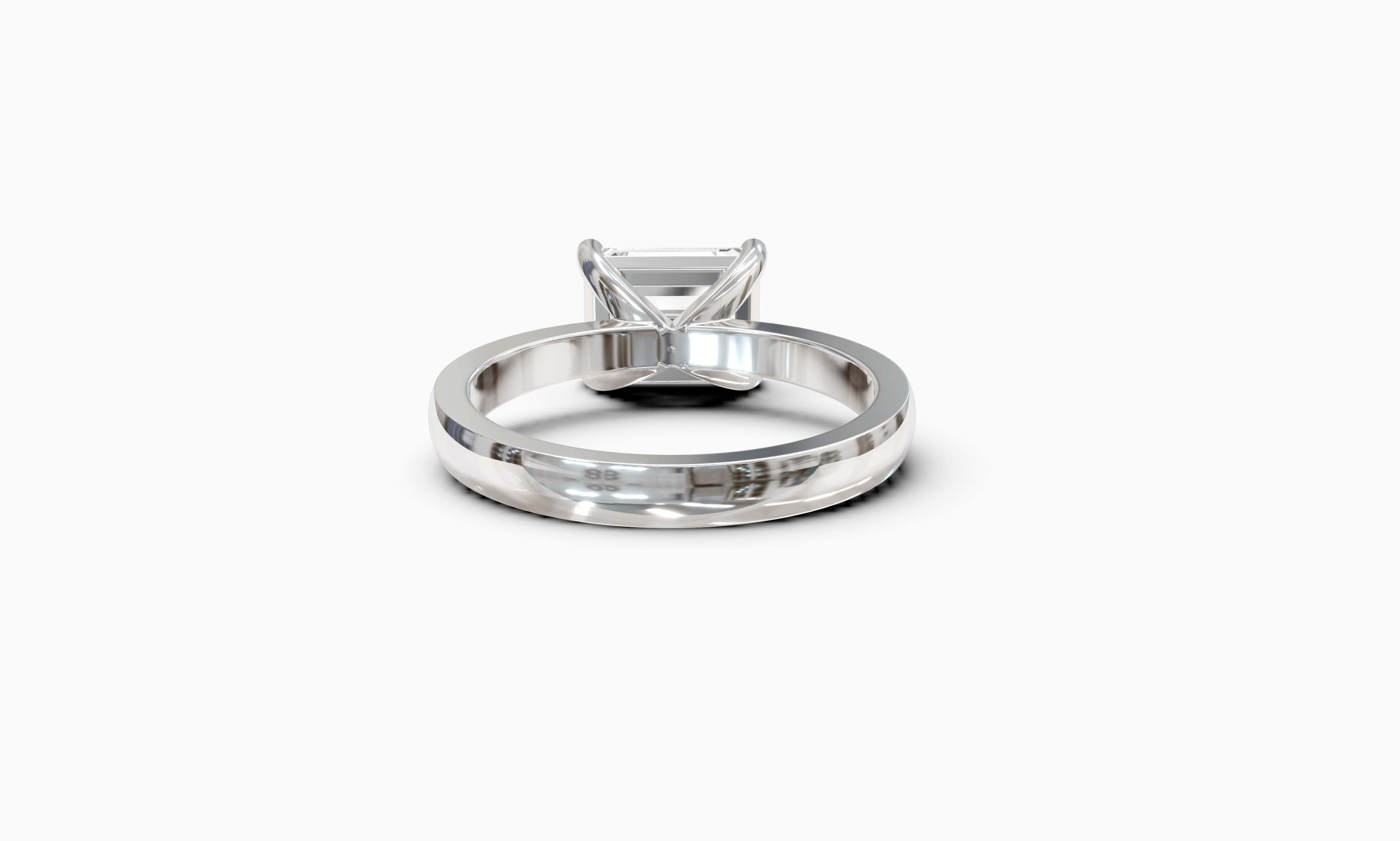 "The Sofia" East-West Version,  Emerald Cut Solitaire Ring in White Gold