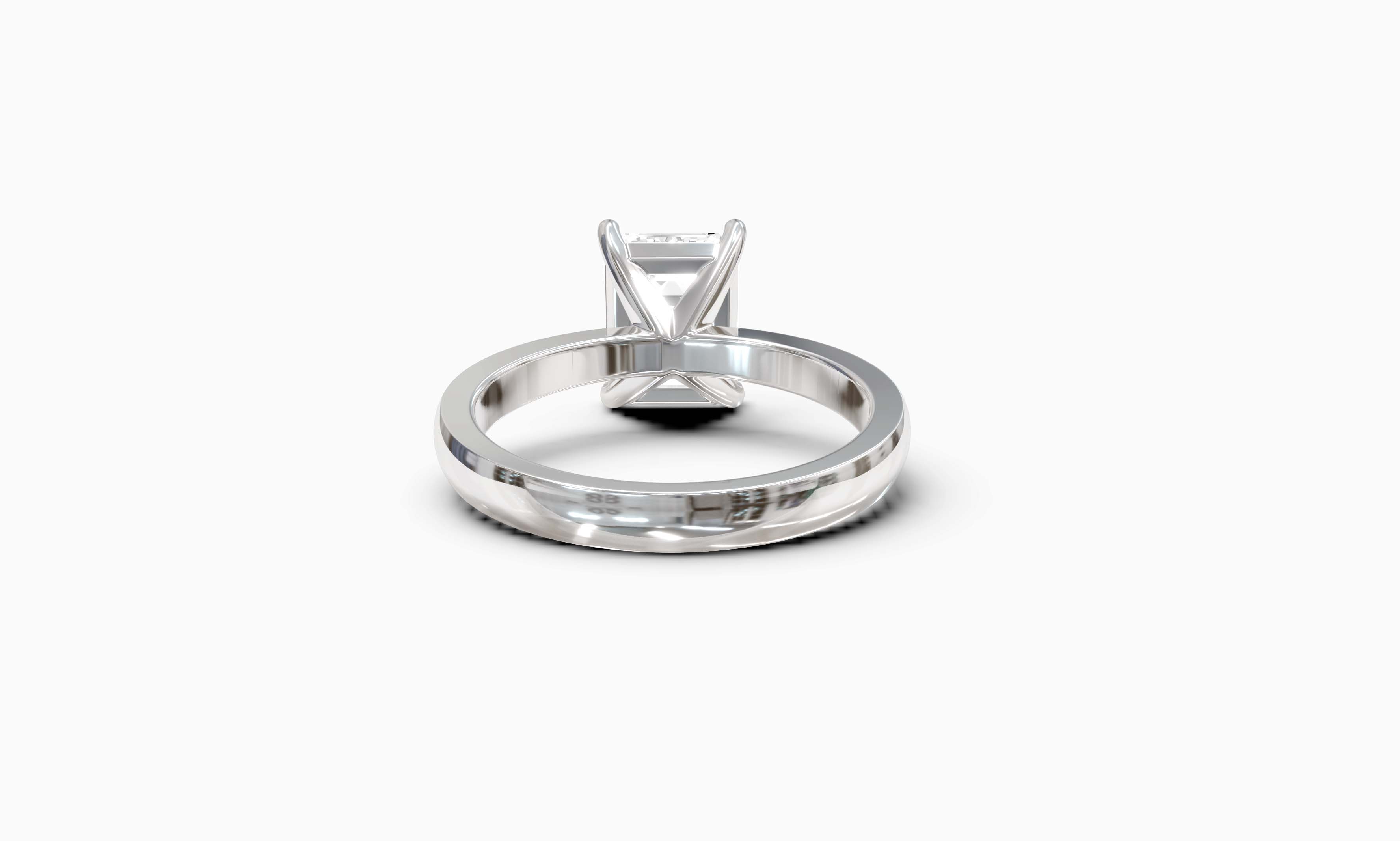 "The Sofia" Classic Version, Emerald Cut Solitaire Ring in White Gold