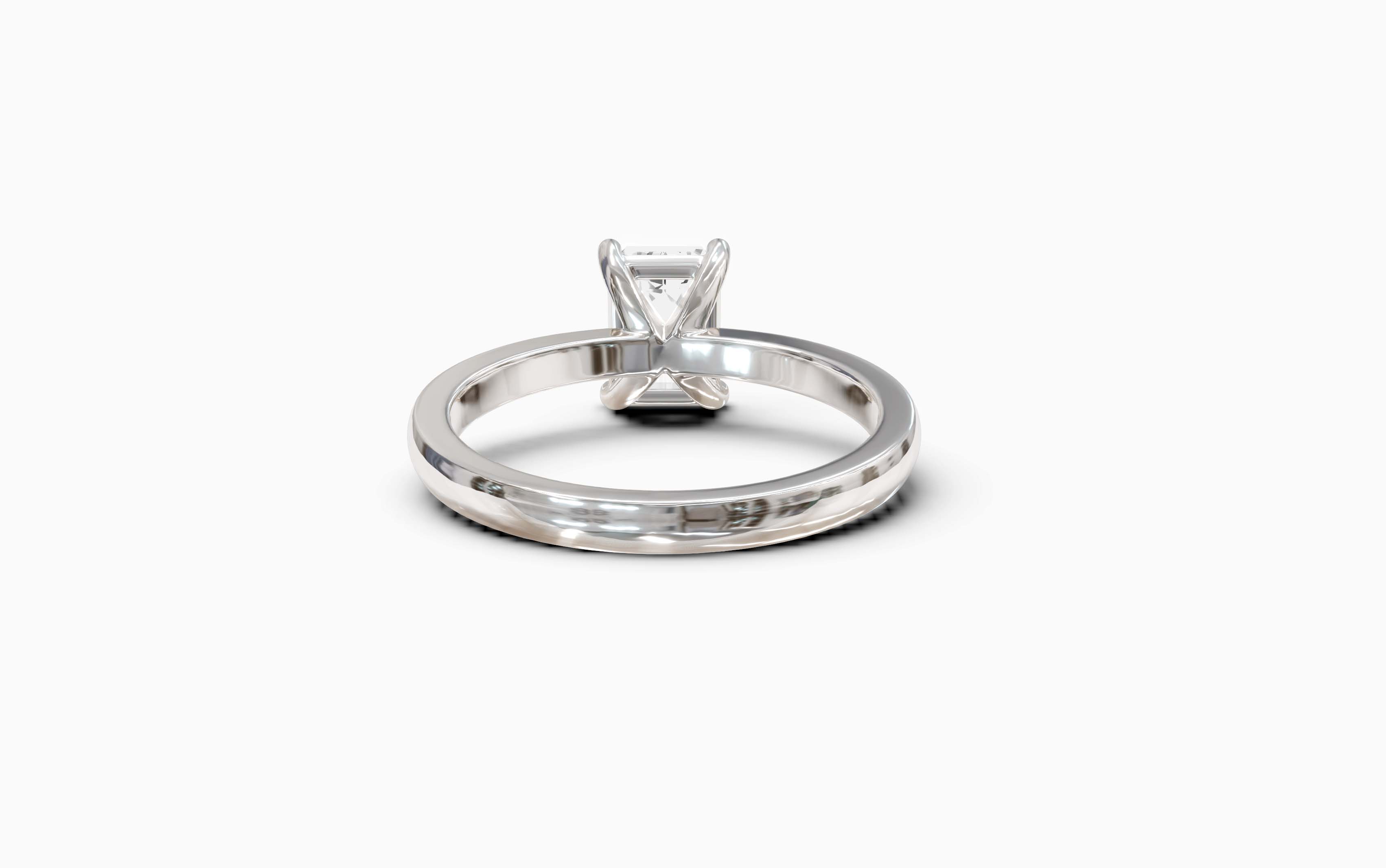 "The Sofia" Classic Version, Emerald Cut Solitaire Ring in White Gold